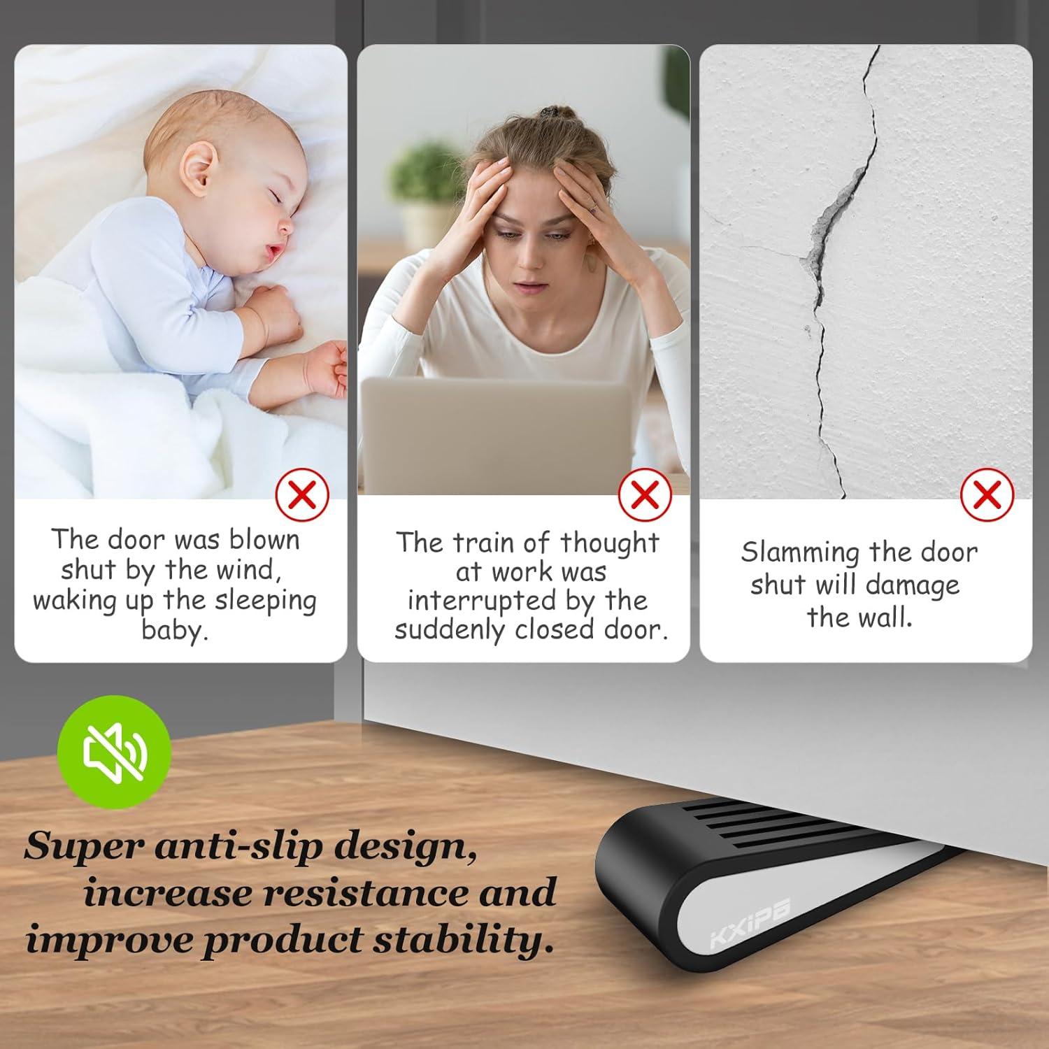 Paquete de 2 cuñas de goma KXIPB antideslizantes - Negro