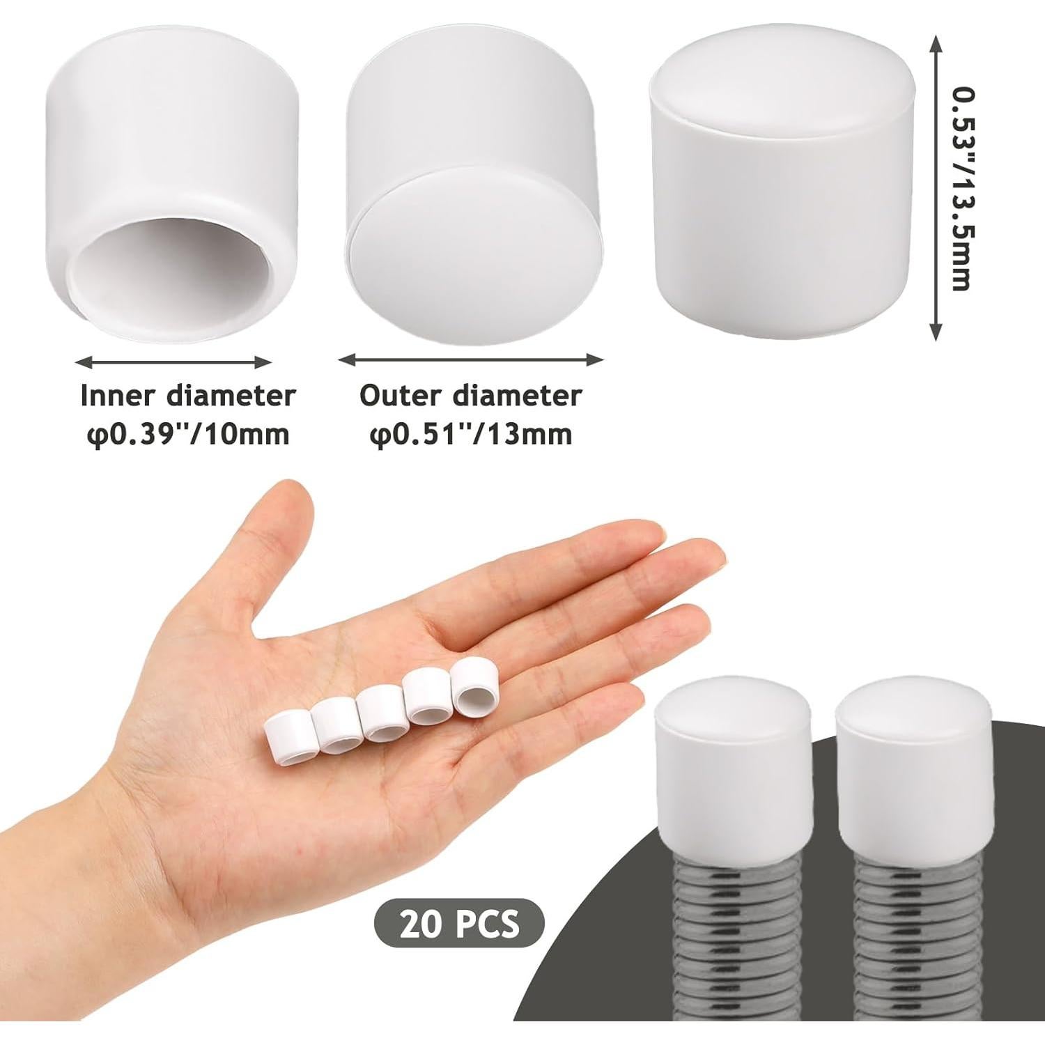 20 Tapas de Reemplazo para Tapones de Puerta Abeillo - Goma Blanca