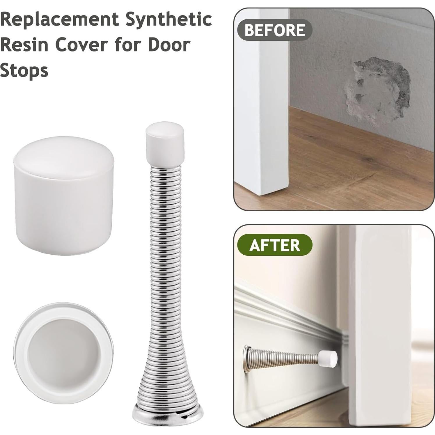 20 Tapas de Reemplazo para Tapones de Puerta Abeillo - Goma Blanca