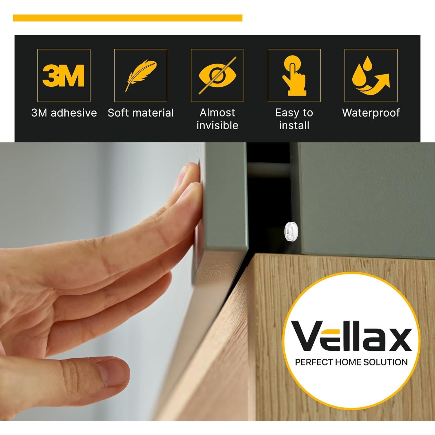 128 Topes Adhesivos Silicona Transparente Vellax para Puertas