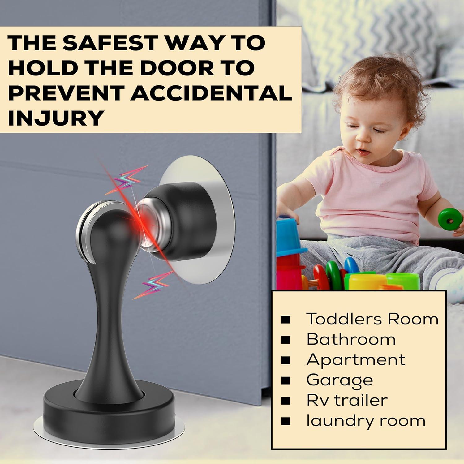 Parada de Puerta Magnética OmHome 2023 - Negro, Sin Taladros