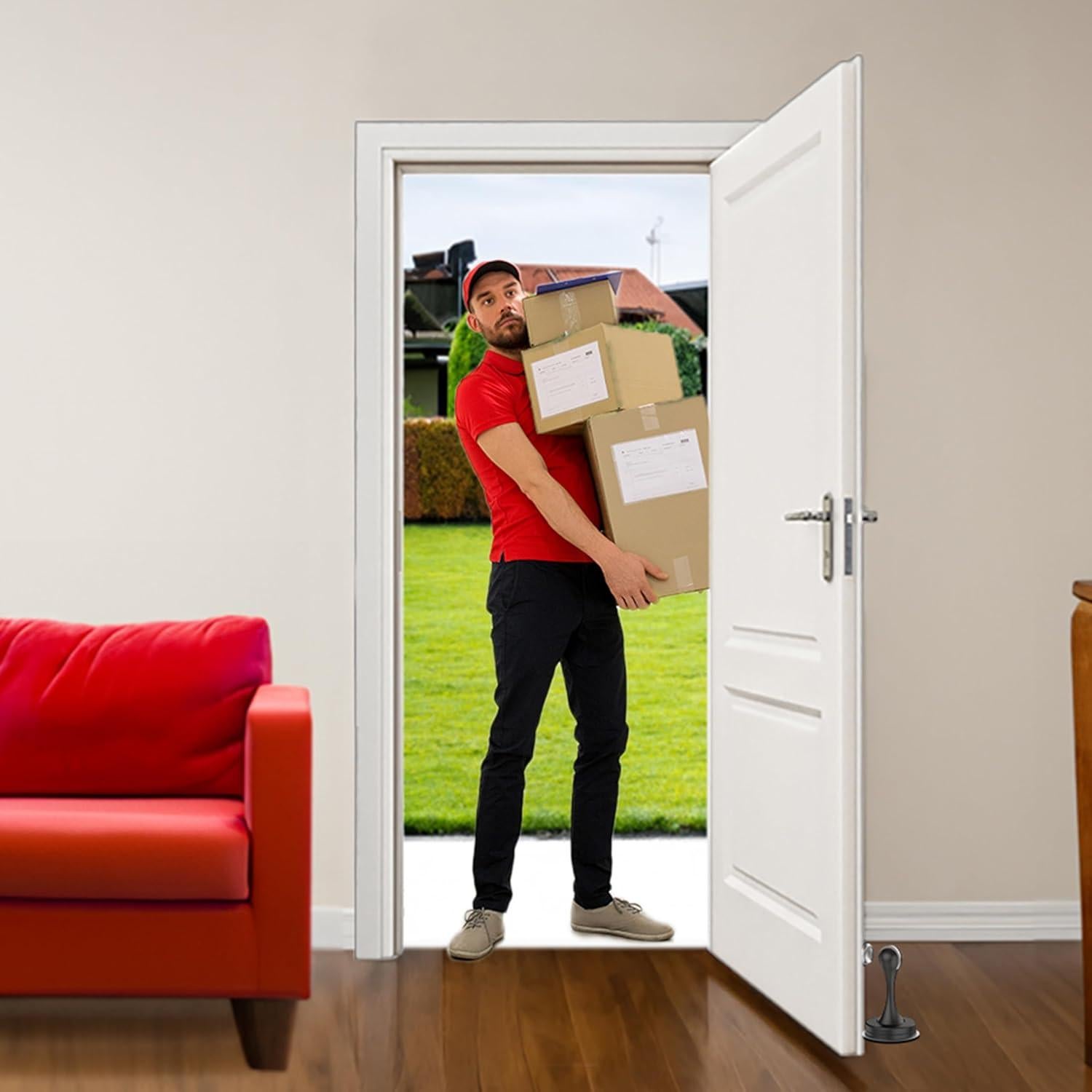 Parada de Puerta Magnética OmHome 2023 - Negro, Sin Taladros