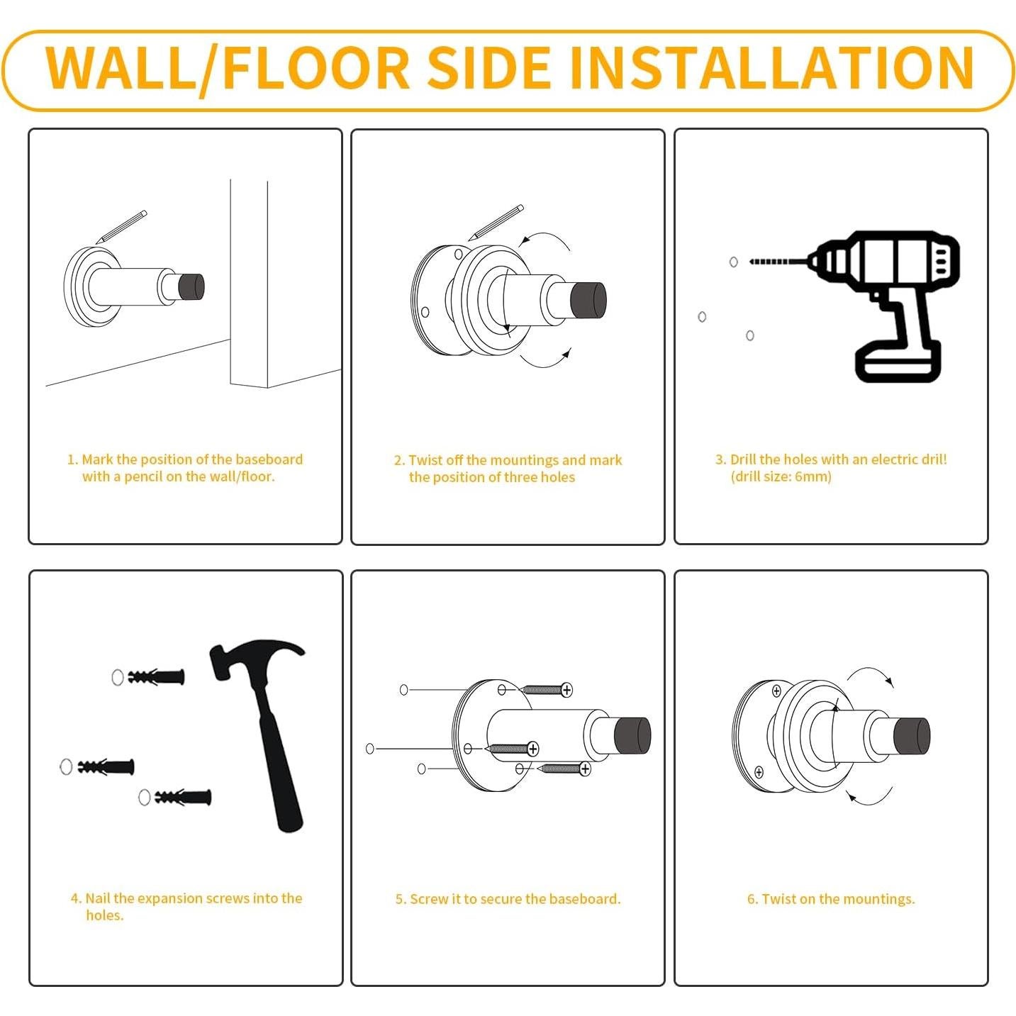 Tope de puerta ajustable TOPTAKE acero inoxidable 304 blanco