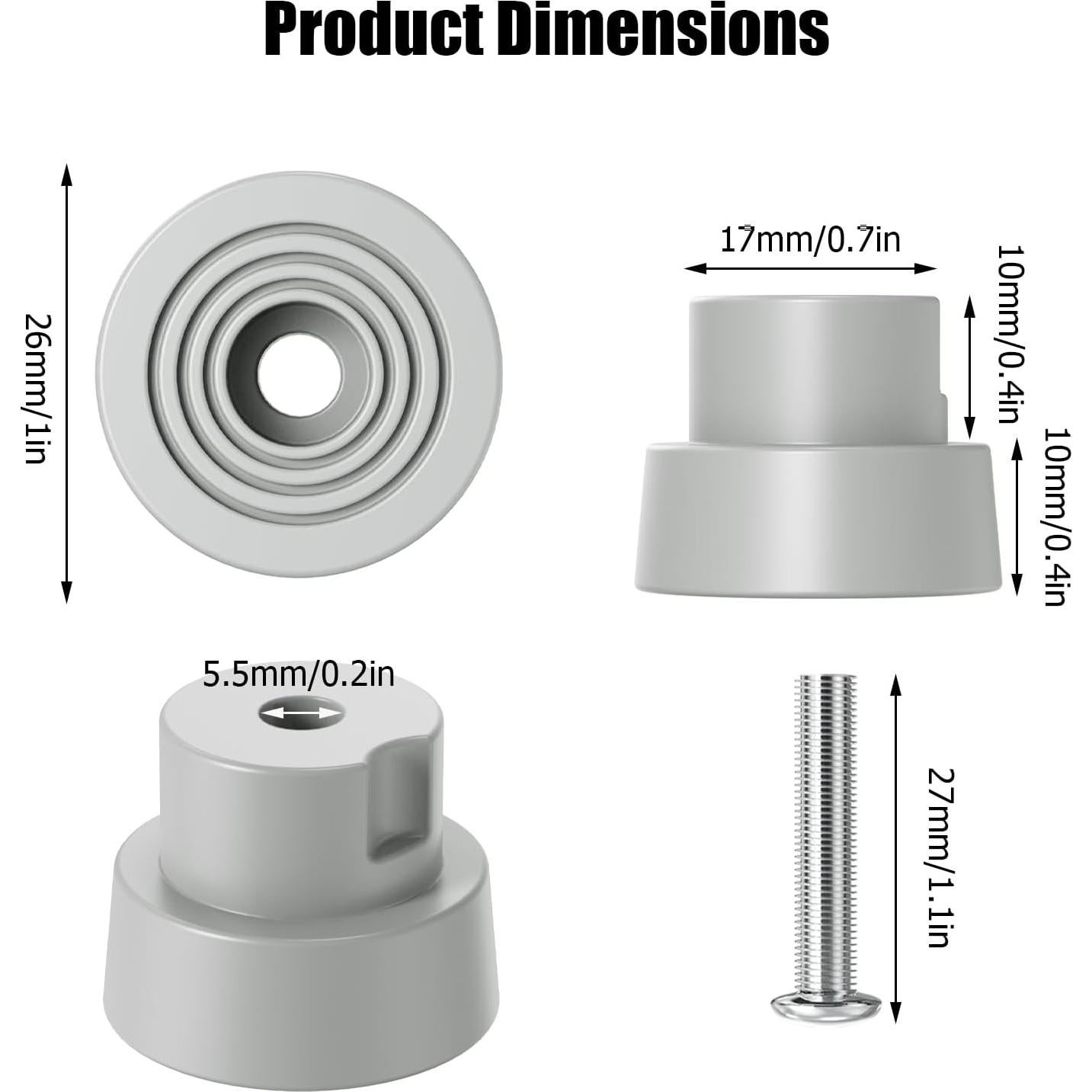 Juego de 6 Puntas de Goma Ancable para Tope de Puerta