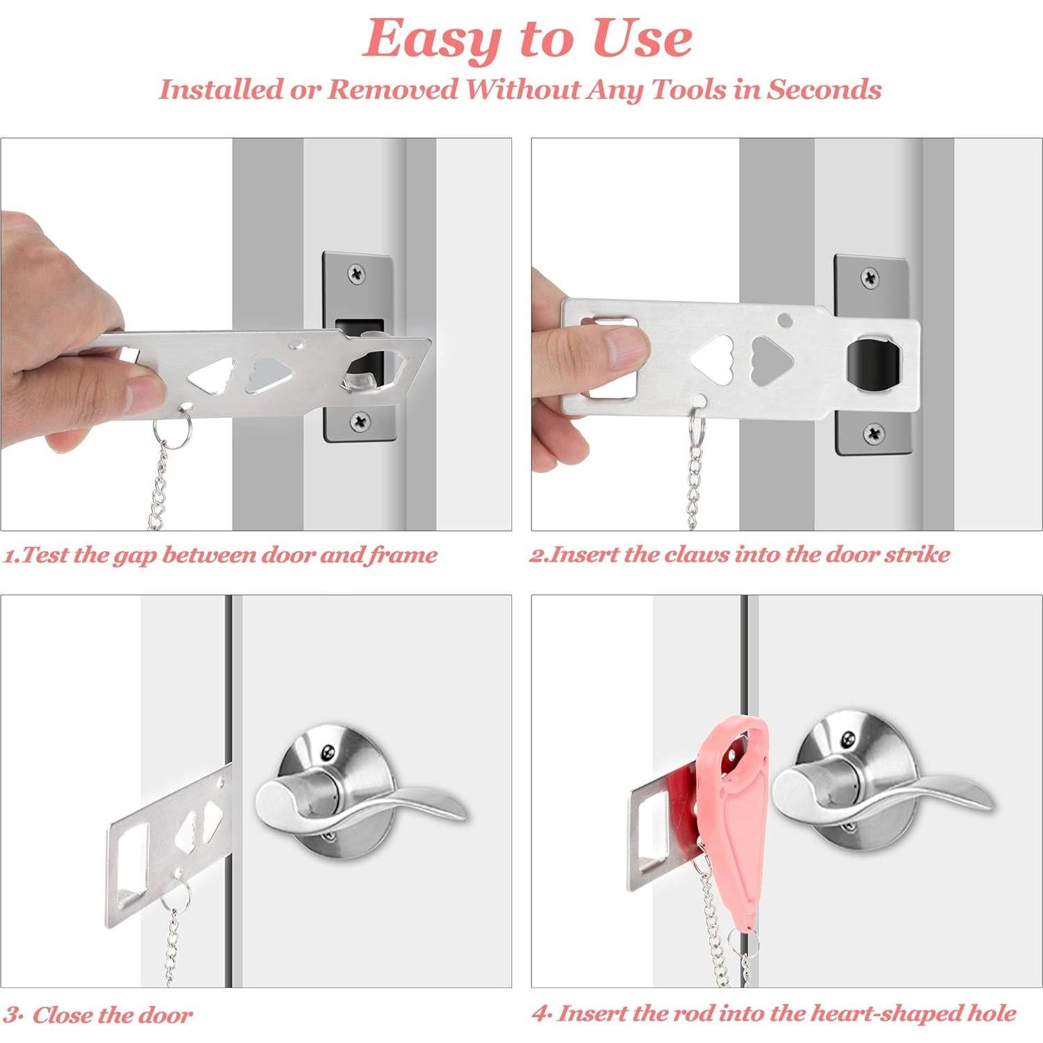 Cerradura de Puerta Portátil AceMining Rosa Seguridad Viaje