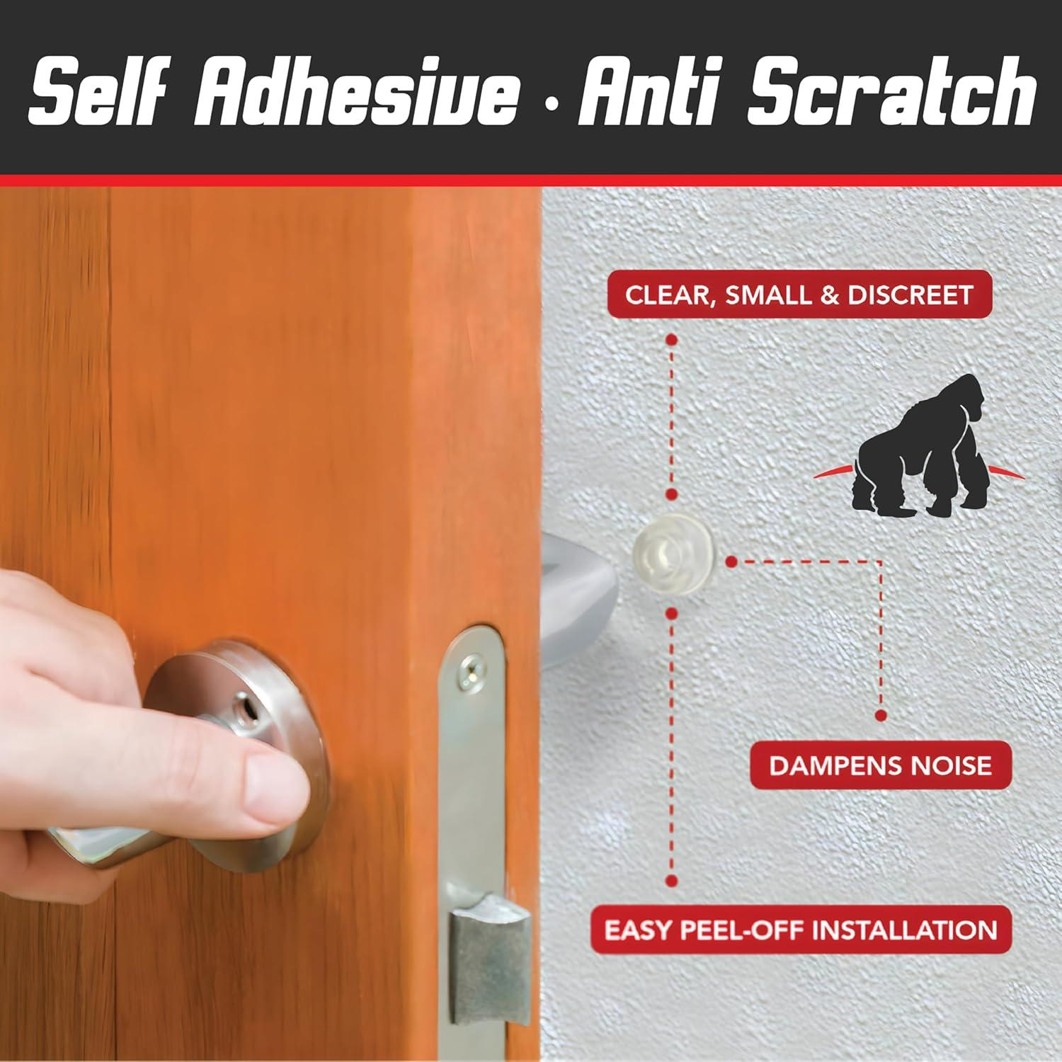 Topes de Puerta Autoadhesivos GorillaGrit - Juego de 12 Transparentes