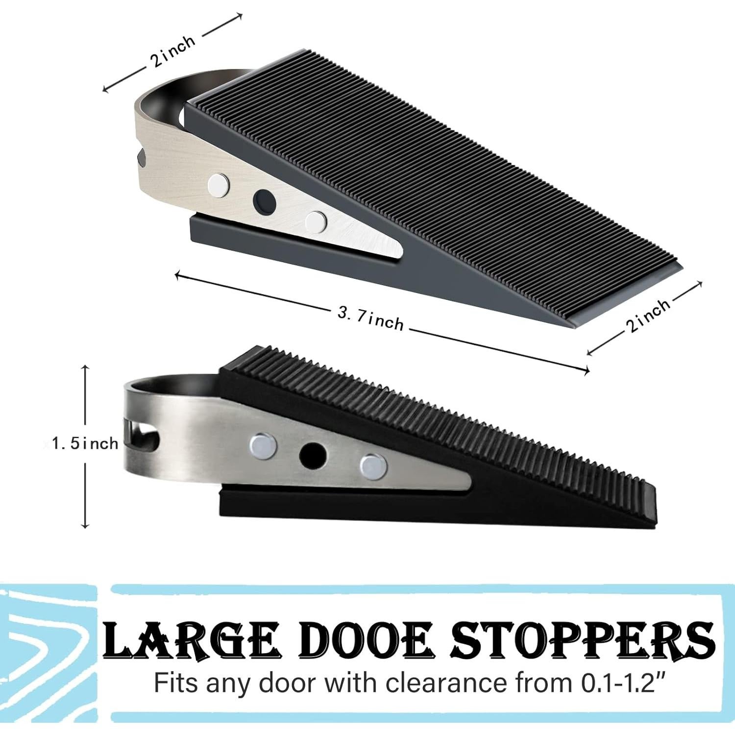 Tope de Puerta Shackcom 2 Piezas Antideslizante Caucho Acero