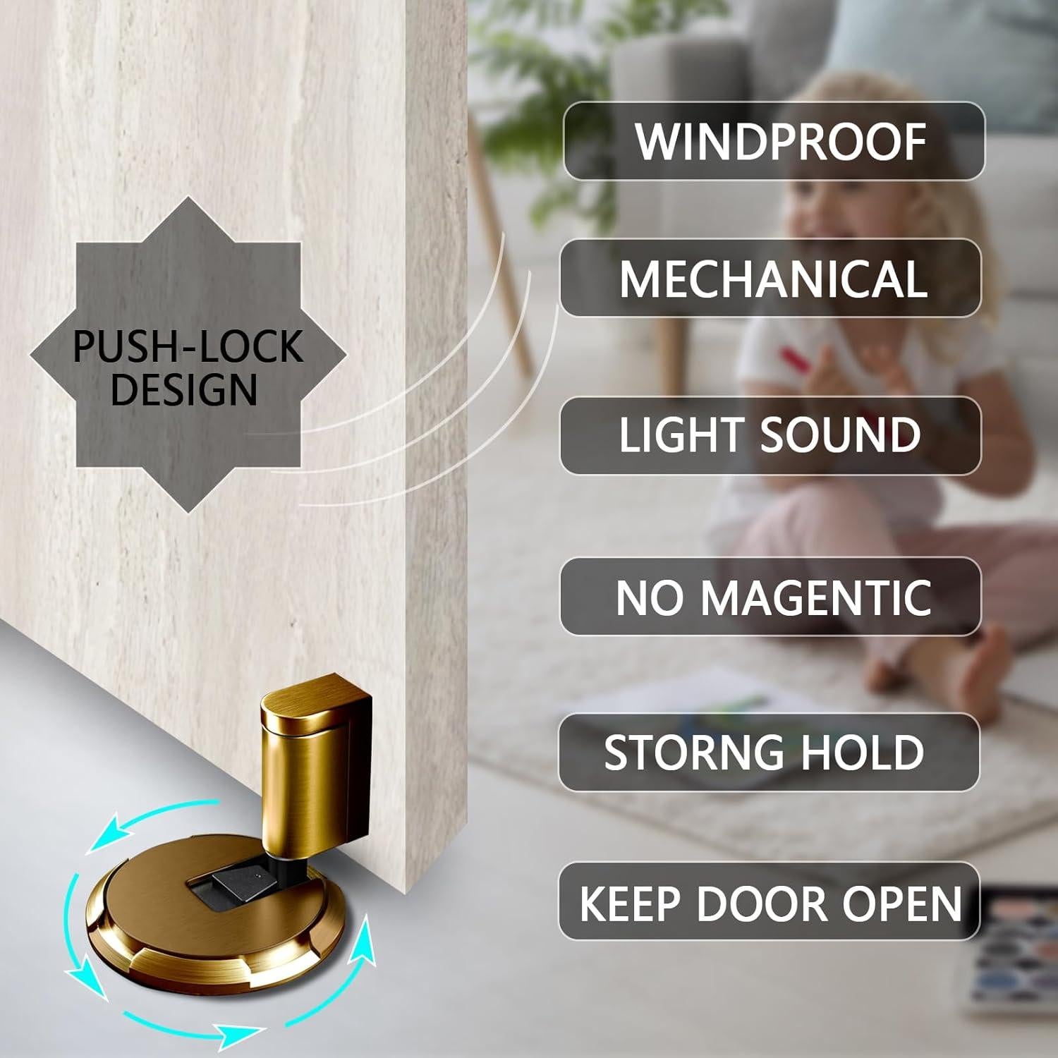 Tope de Puerta Mecánico HOOFUS Ajustable 1.91 cm Marrón Bronce