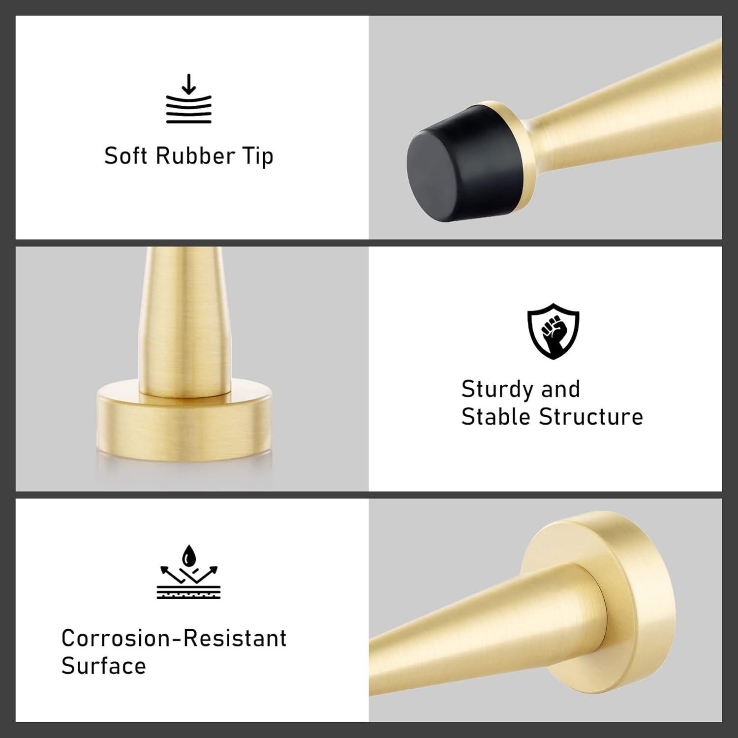 Topes de puerta de latón dorado QOGRISUN - Paquete de 4