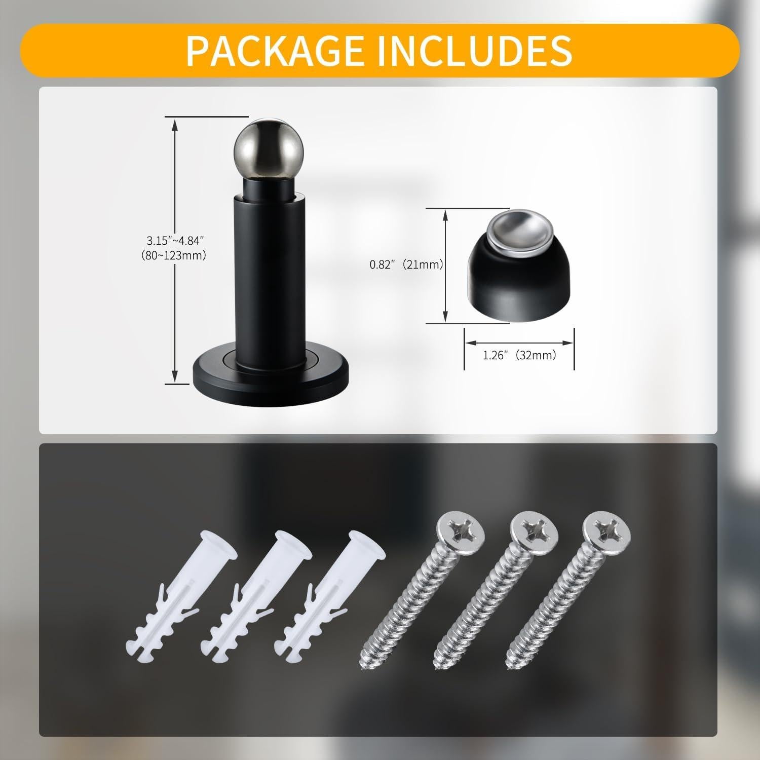 Tope de puerta magnético TOPTAKE ajustable acero inoxidable negro