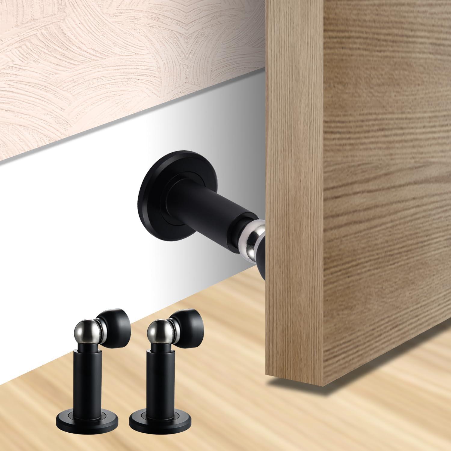 Tope de puerta magnético TOPTAKE ajustable acero inoxidable negro