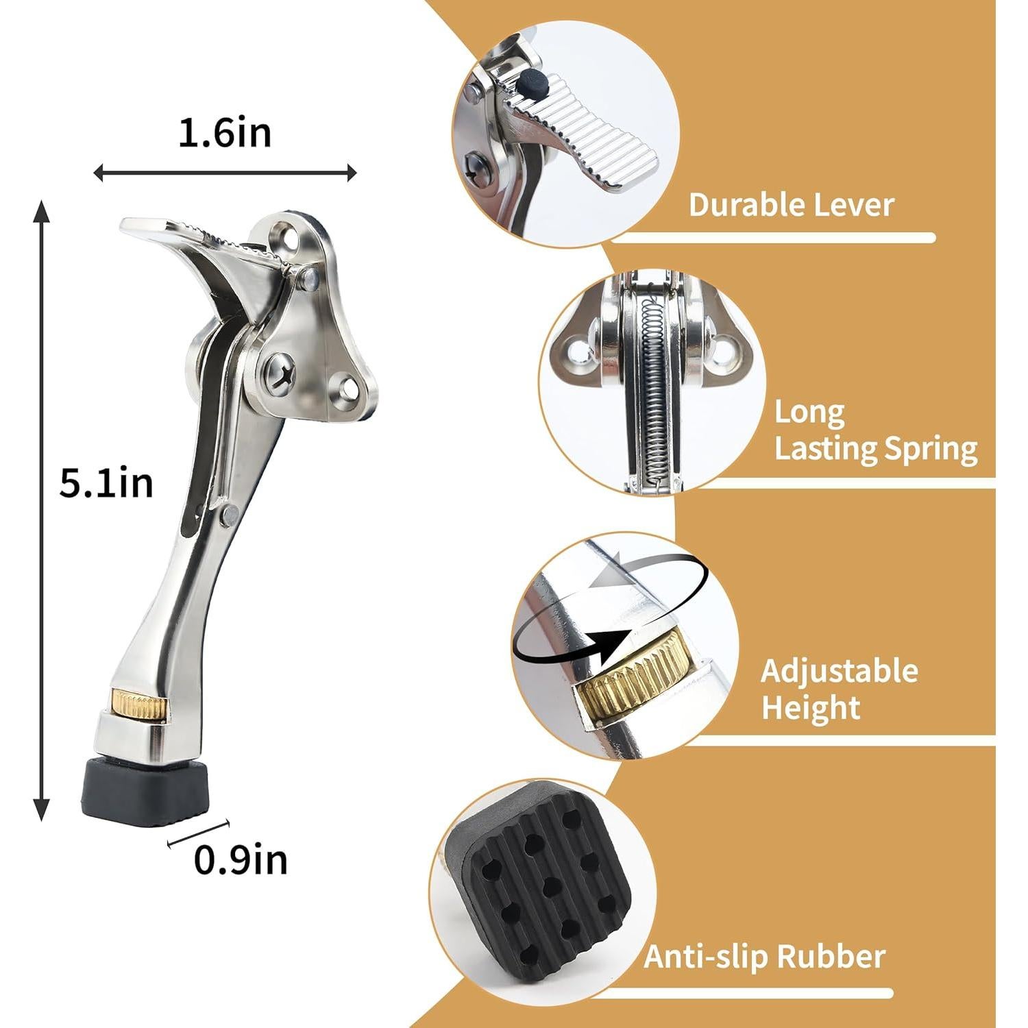 Tope de puerta Kickdown TaShow, paquete de 6 unidades, 10 cm