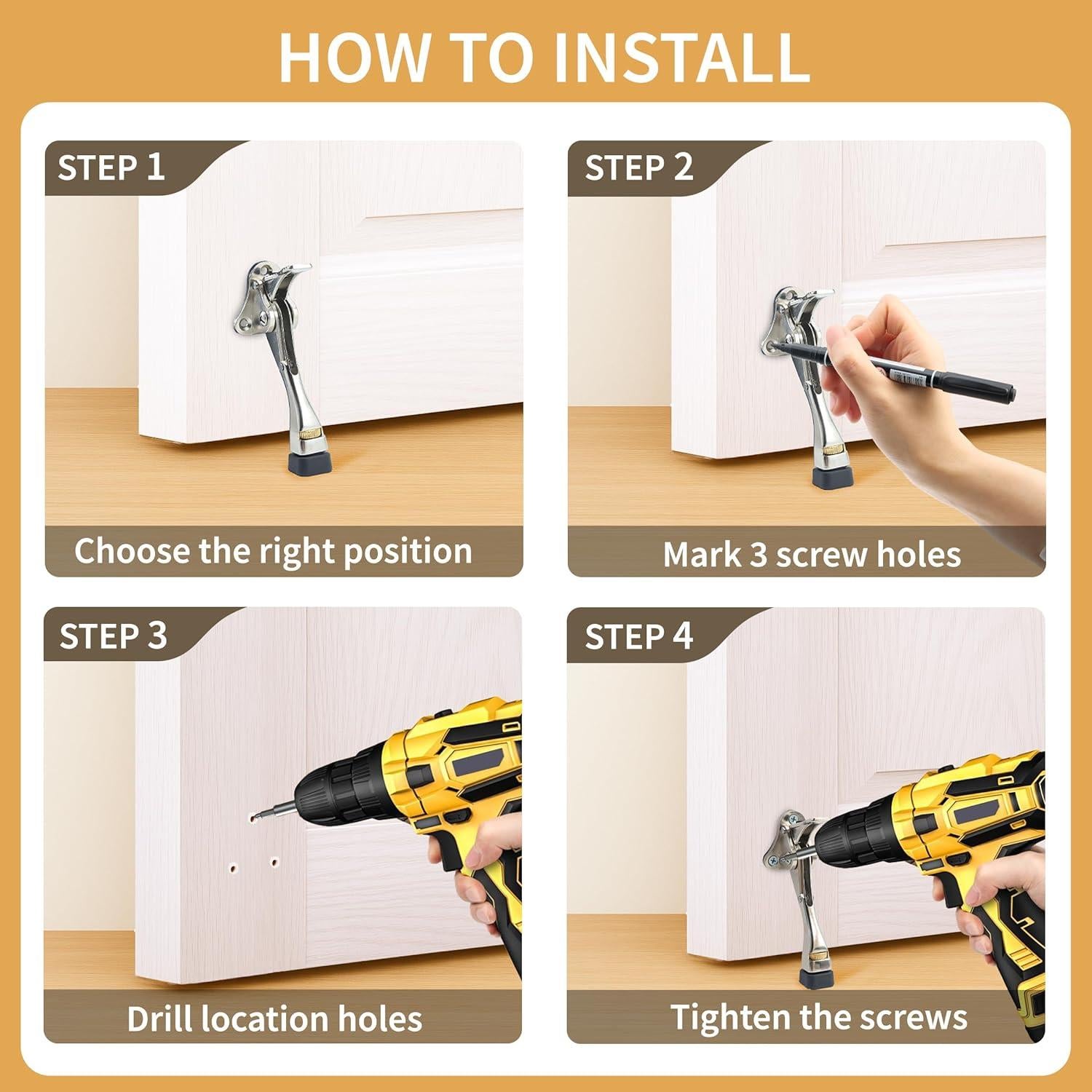 Tope de puerta Kickdown TaShow, paquete de 6 unidades, 10 cm