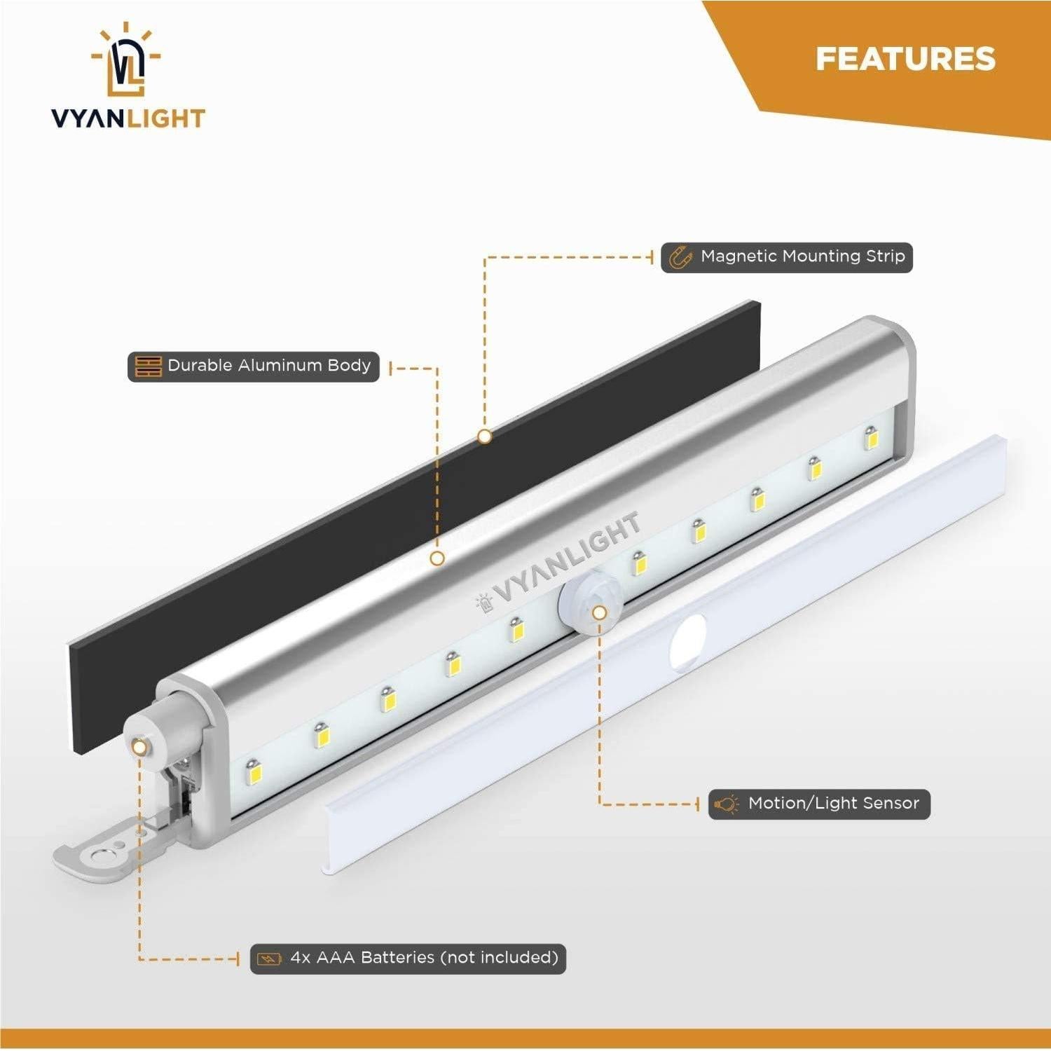 Luces LED con Sensor de Movimiento VYANLIGHT - Paquete de 3