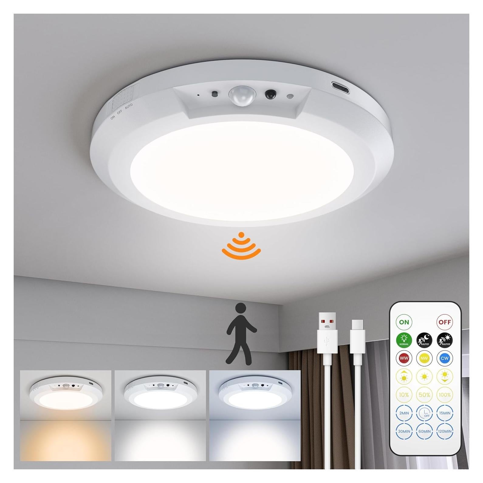 Luz de Techo Inalámbrica CAMJOKE con Sensor de Movimiento 3 Modos