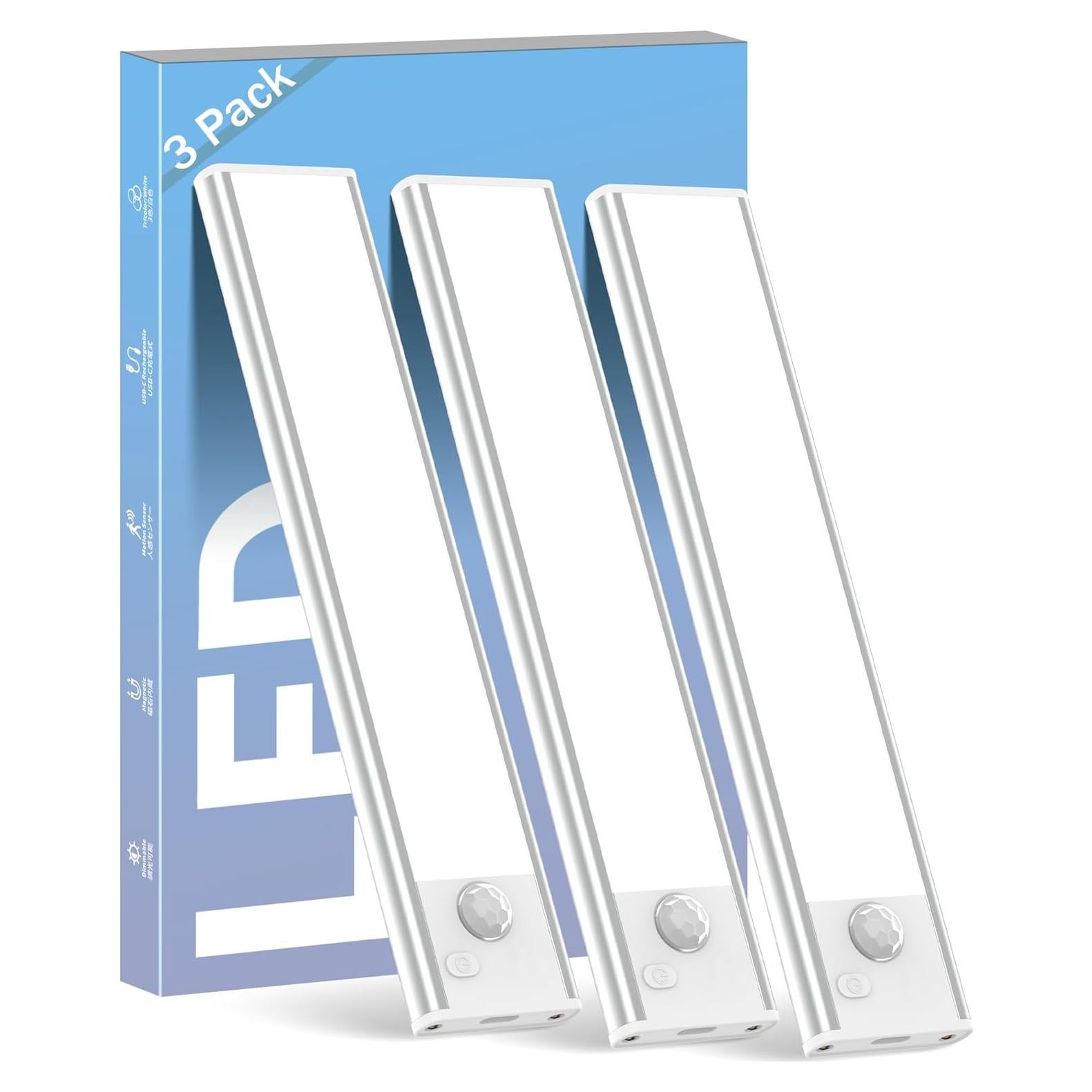 ASOKO Luz Bajo Gabinete LED con Sensor de Movimiento 3 Paquete