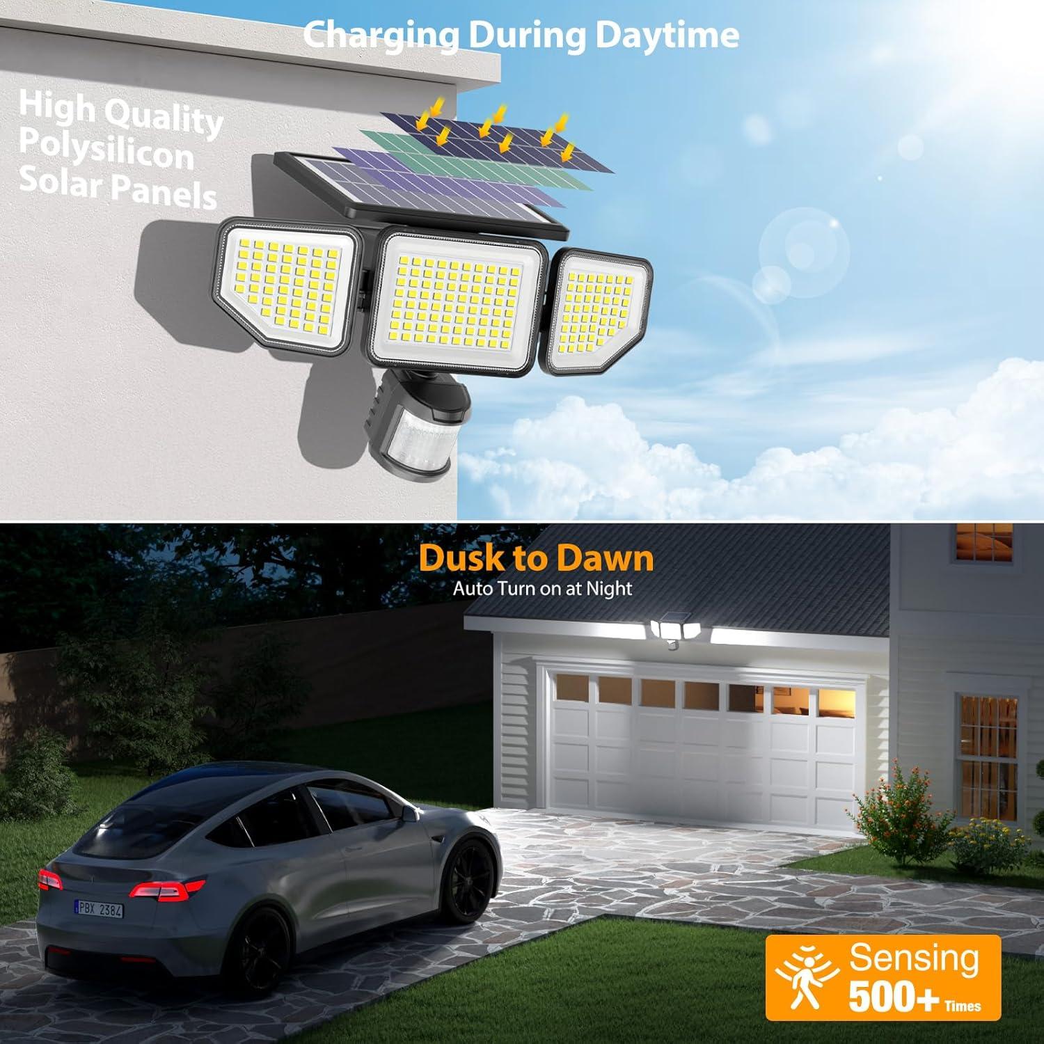 Luces Solares Exteriores Onforu 3000LM con Control Remoto - Paquete de 2