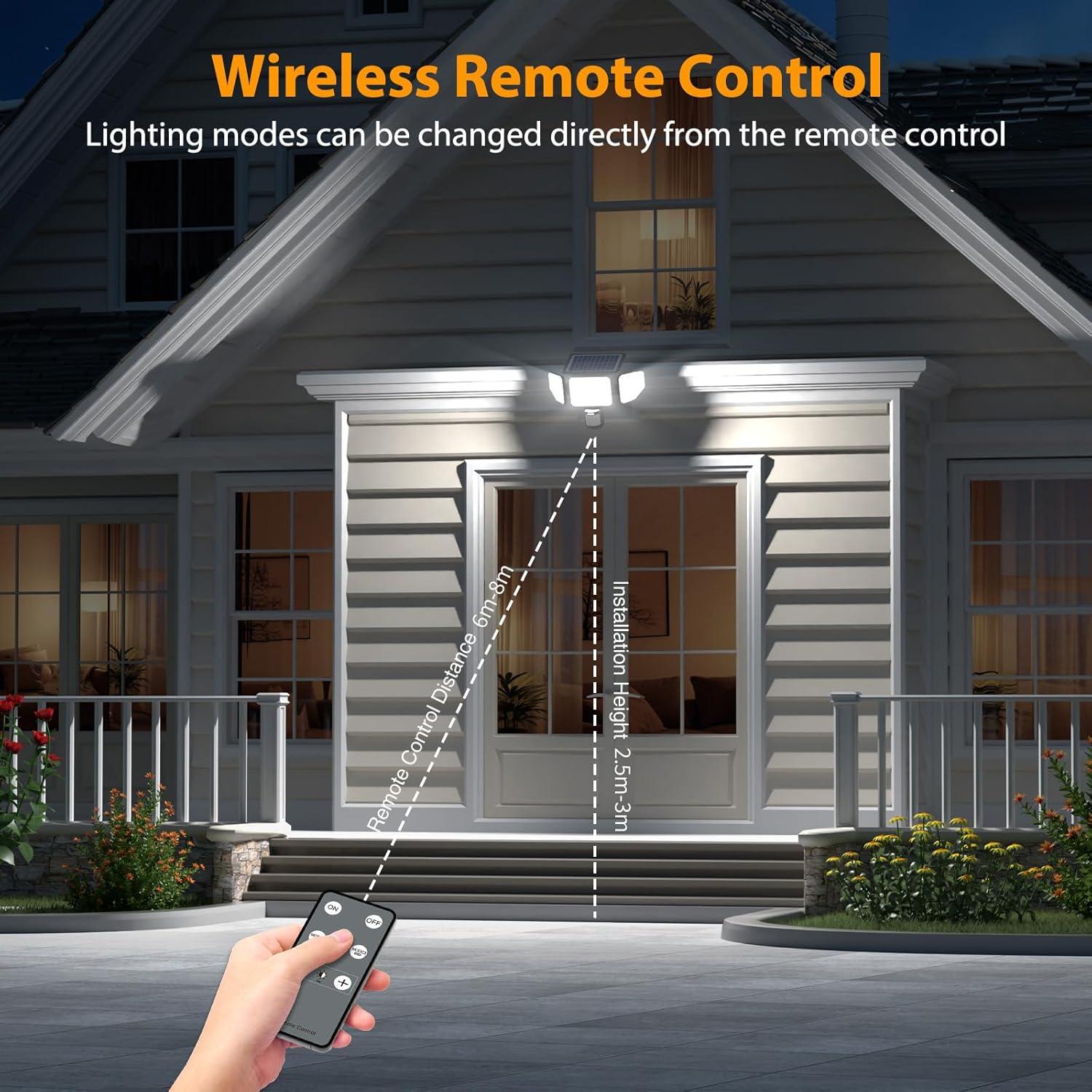 Luces Solares Exteriores Onforu 3000LM con Control Remoto - Paquete de 2