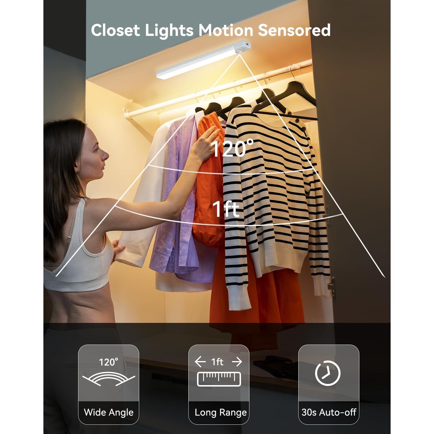 Iluminación Bajo Gabinete Rihvy 10cm Recargable con Sensor 6 Pcs