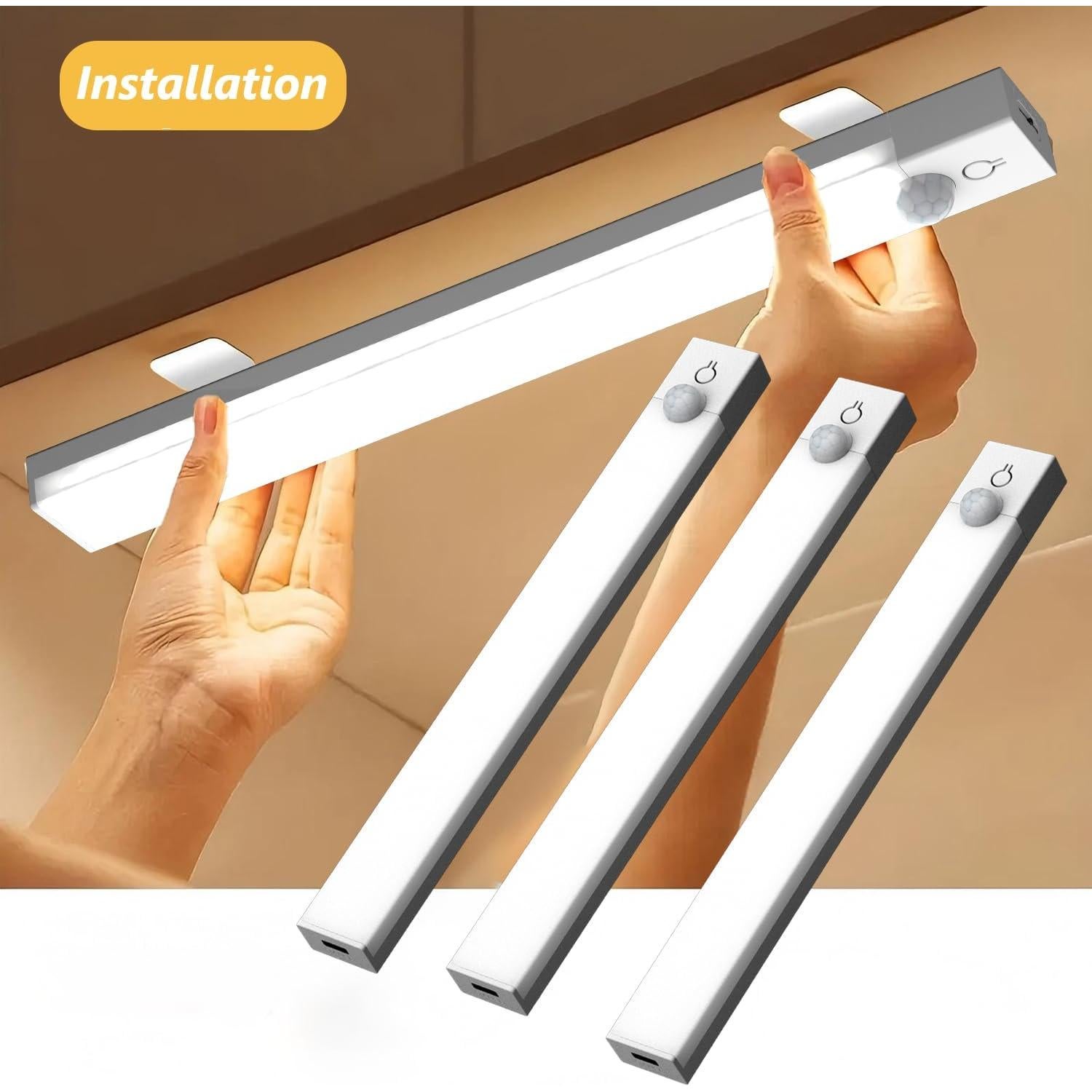 Iluminación Bajo Gabinete Rihvy 10cm Recargable con Sensor 6 Pcs