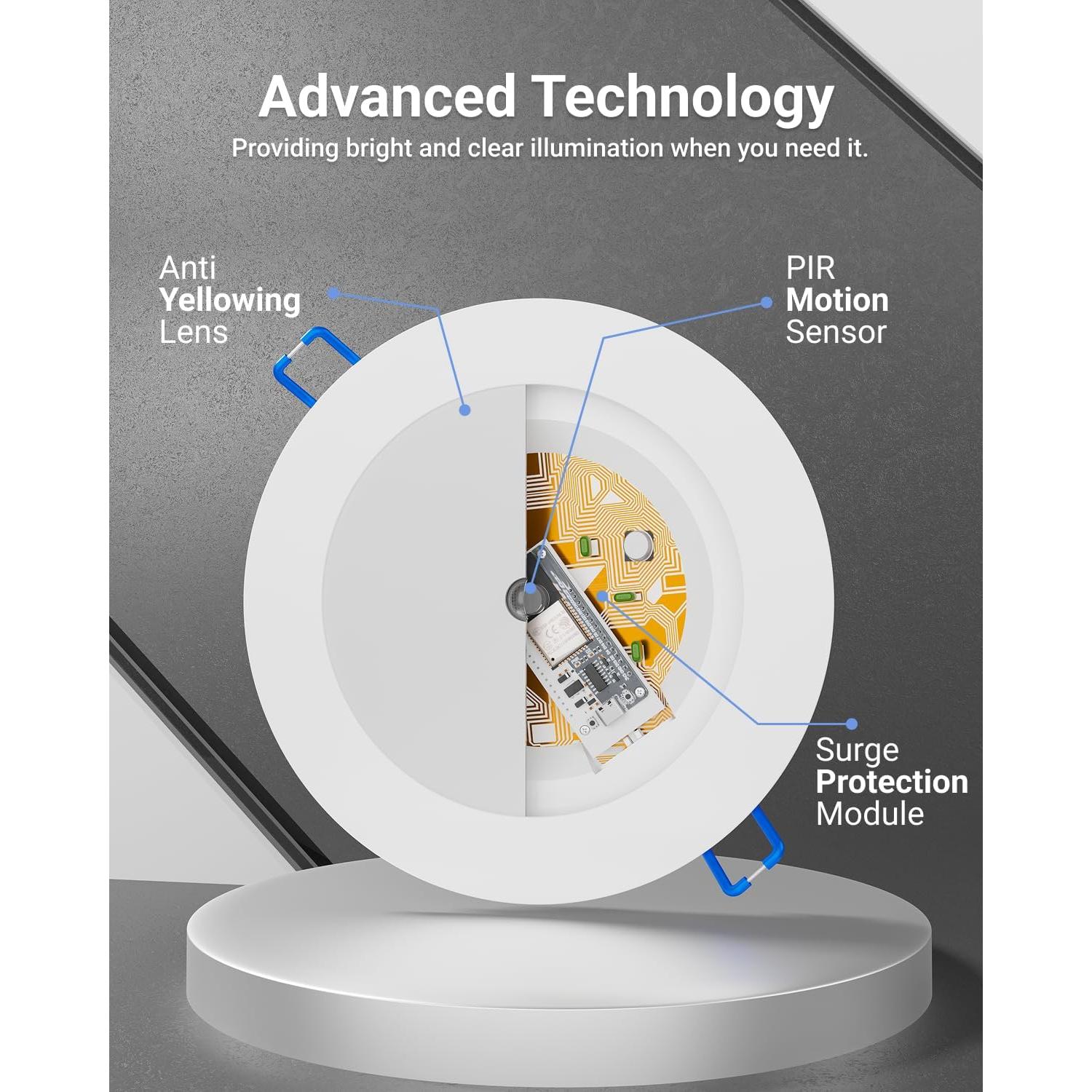 Luz empotrada LED Sunco 6" con sensor de movimiento 12W