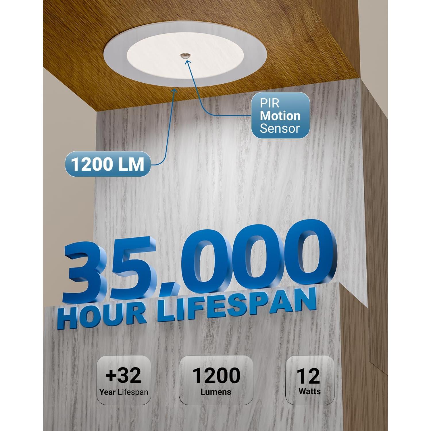 Luz empotrada LED Sunco 6" con sensor de movimiento 12W