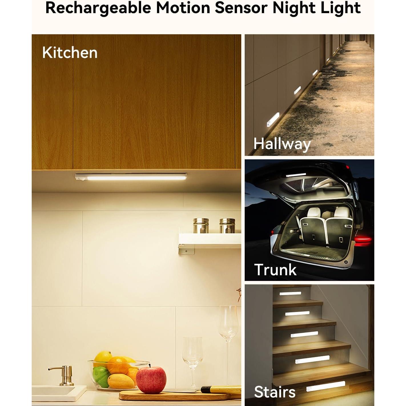 Iluminación Bajo Gabinete Rihvy 20cm Recargable con Sensor 3 Colores