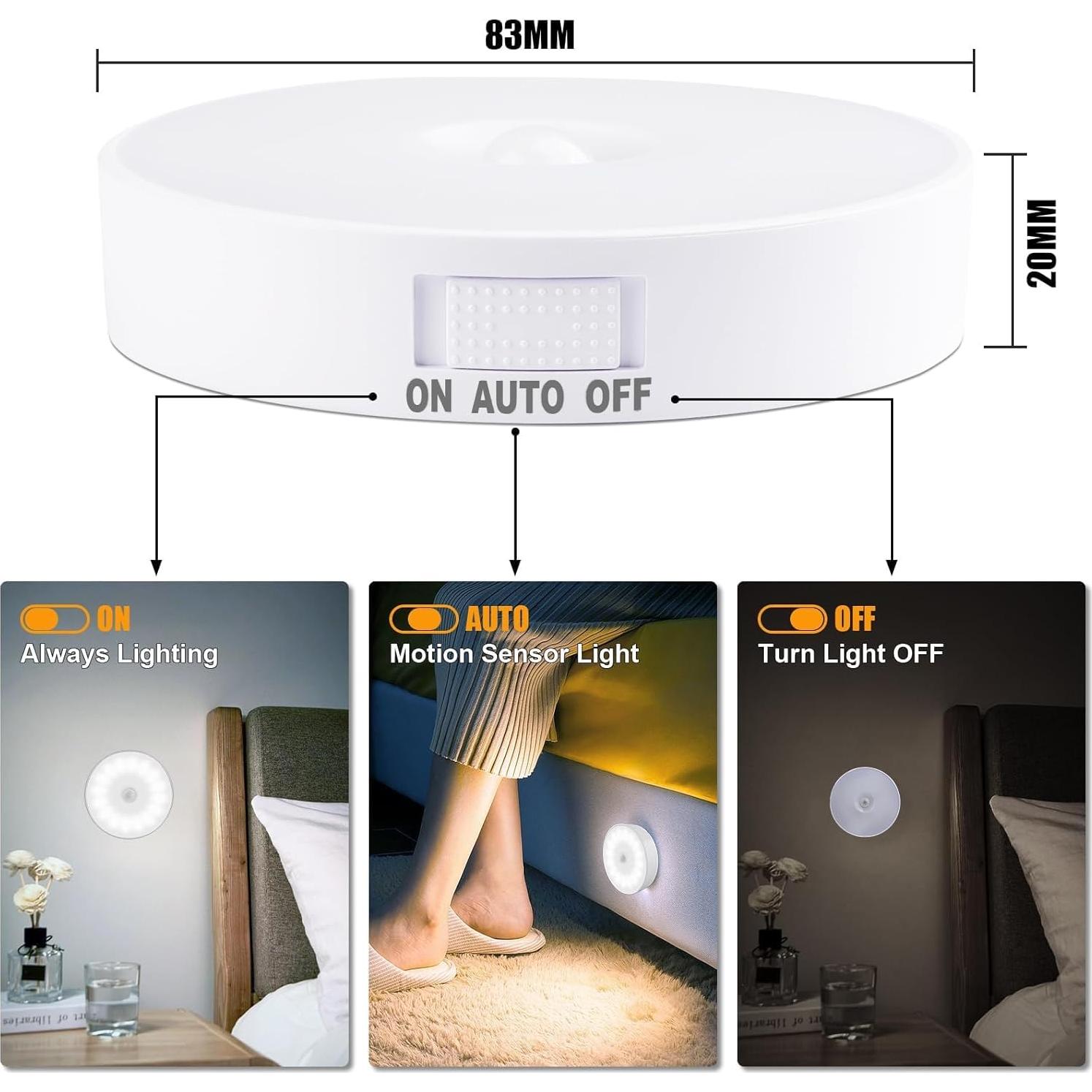 Paquete de 6 Luces Nocturnas con Sensor de Movimiento Electight
