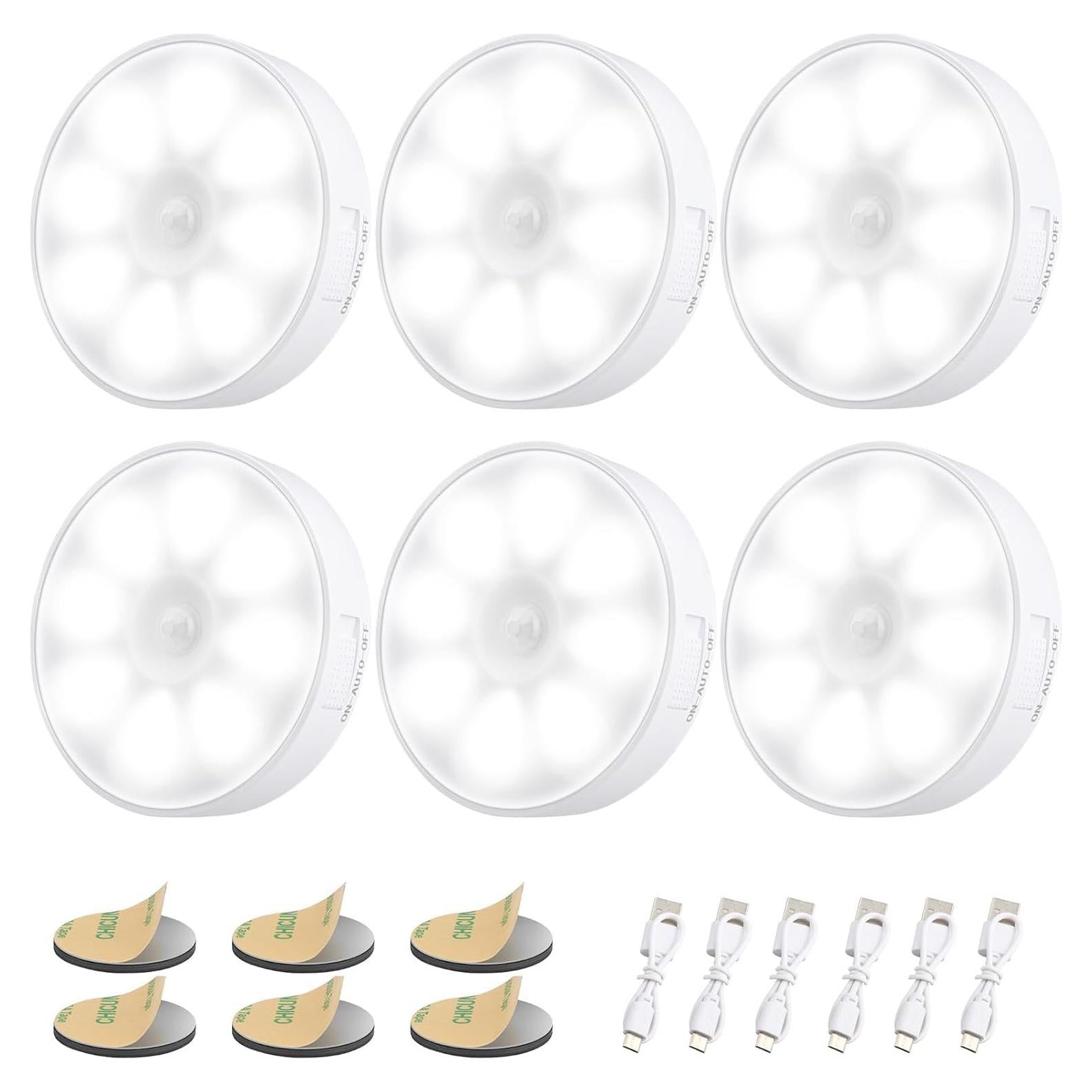 Paquete de 6 Luces Nocturnas Electight con Sensor de Movimiento