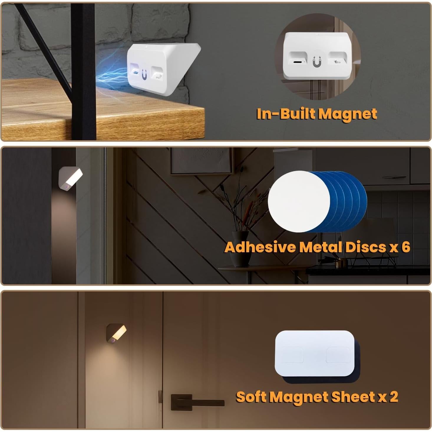 Luz Nocturna Recargable con Sensor de Movimiento 2000mAh