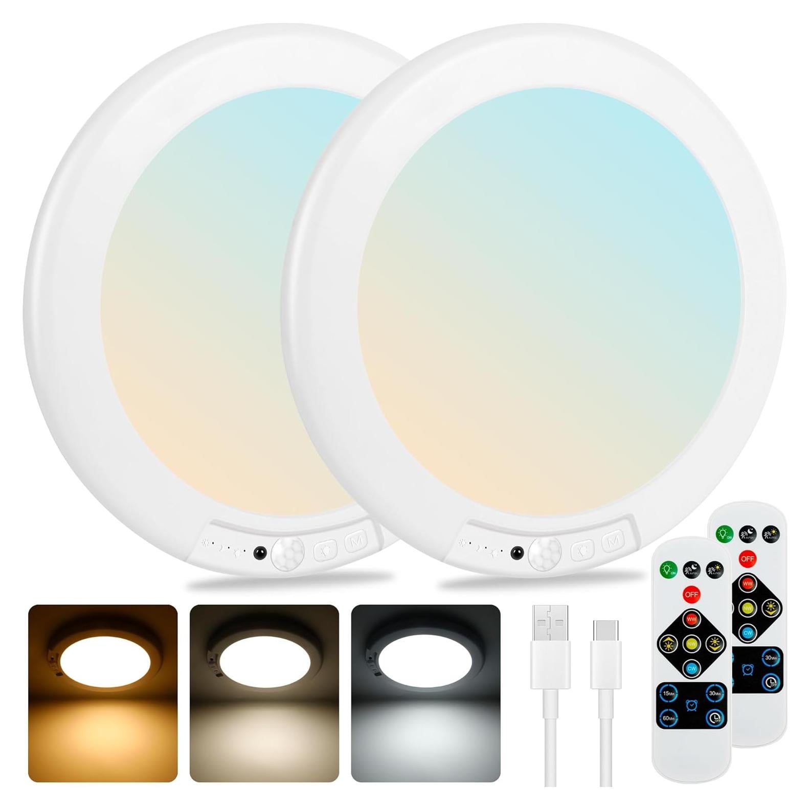 Maylit 2 Paquete Luces de Techo Recargables con Sensor