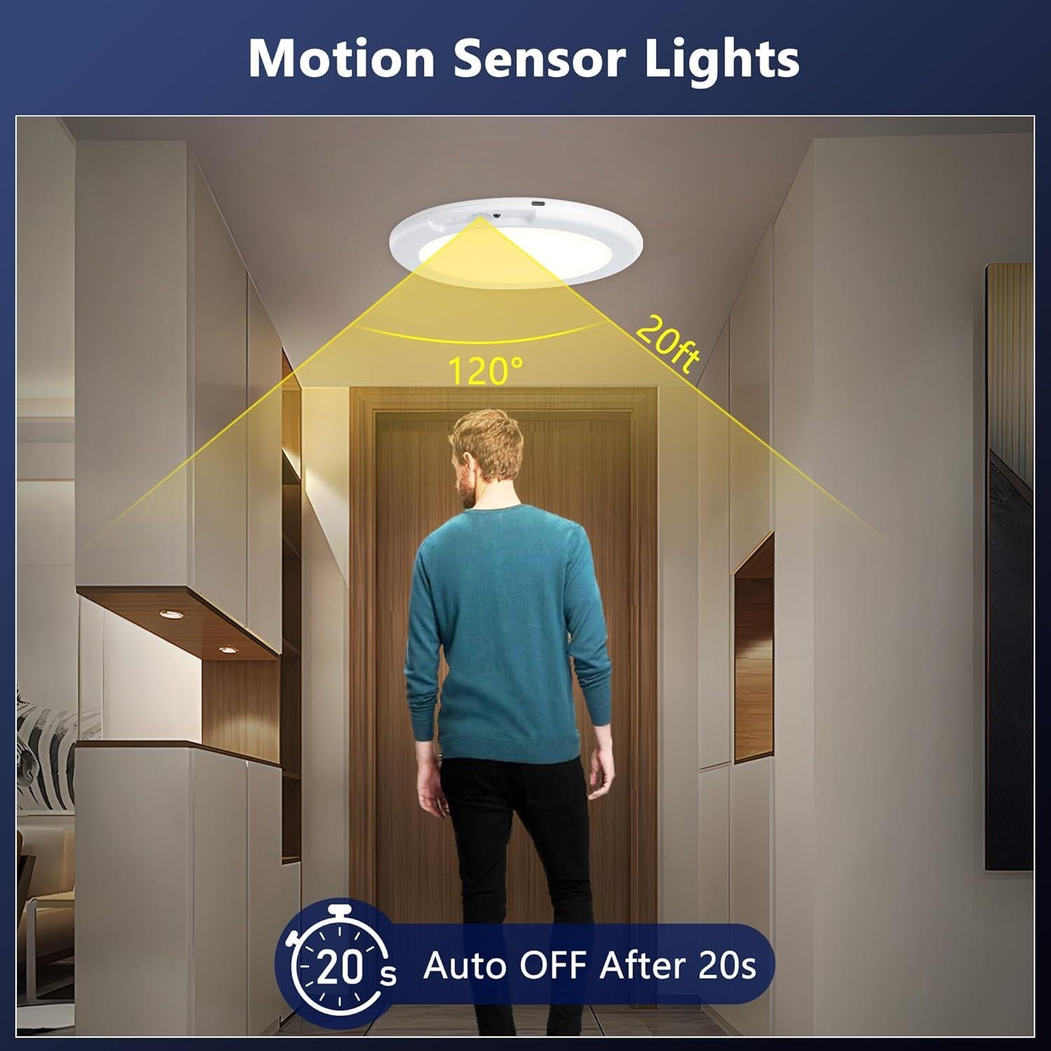 Maylit 2 Paquete Luces de Techo Recargables con Sensor