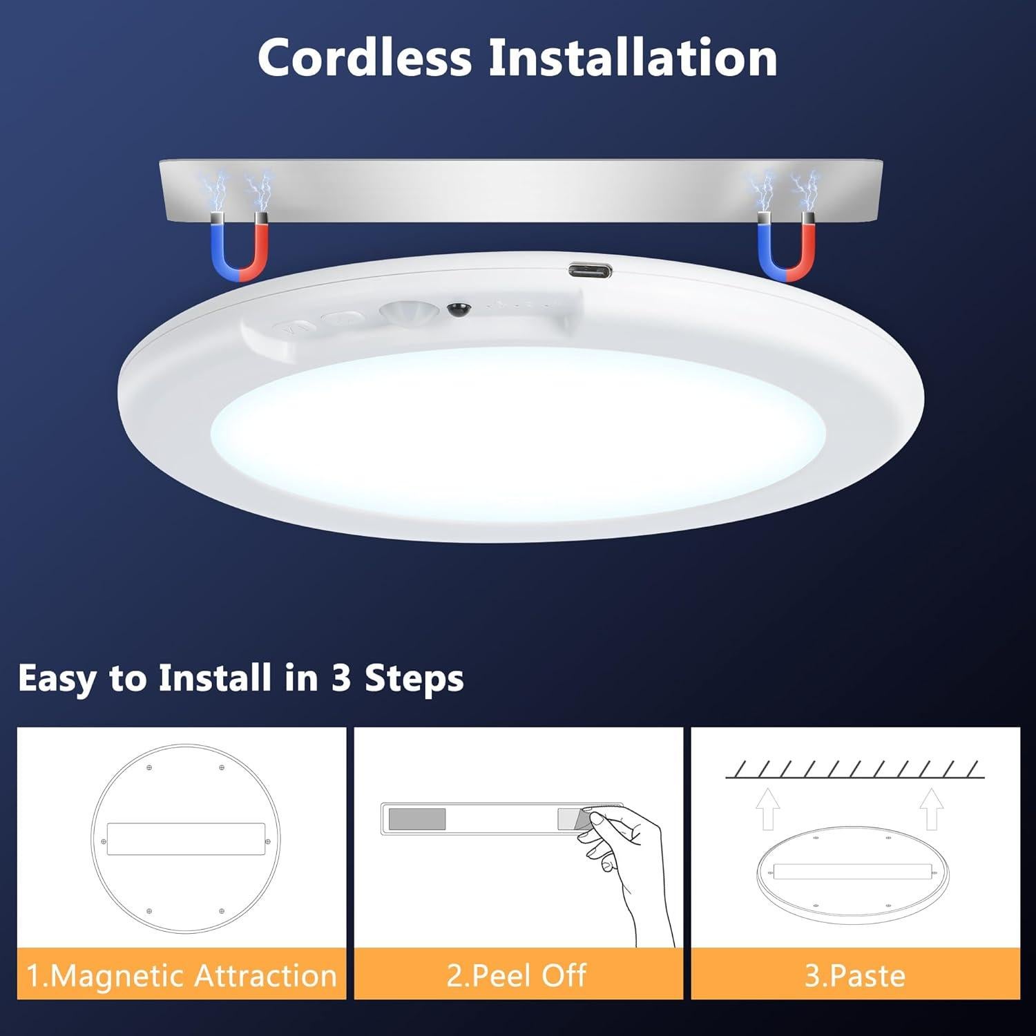 Maylit 2 Paquete Luces de Techo Recargables con Sensor