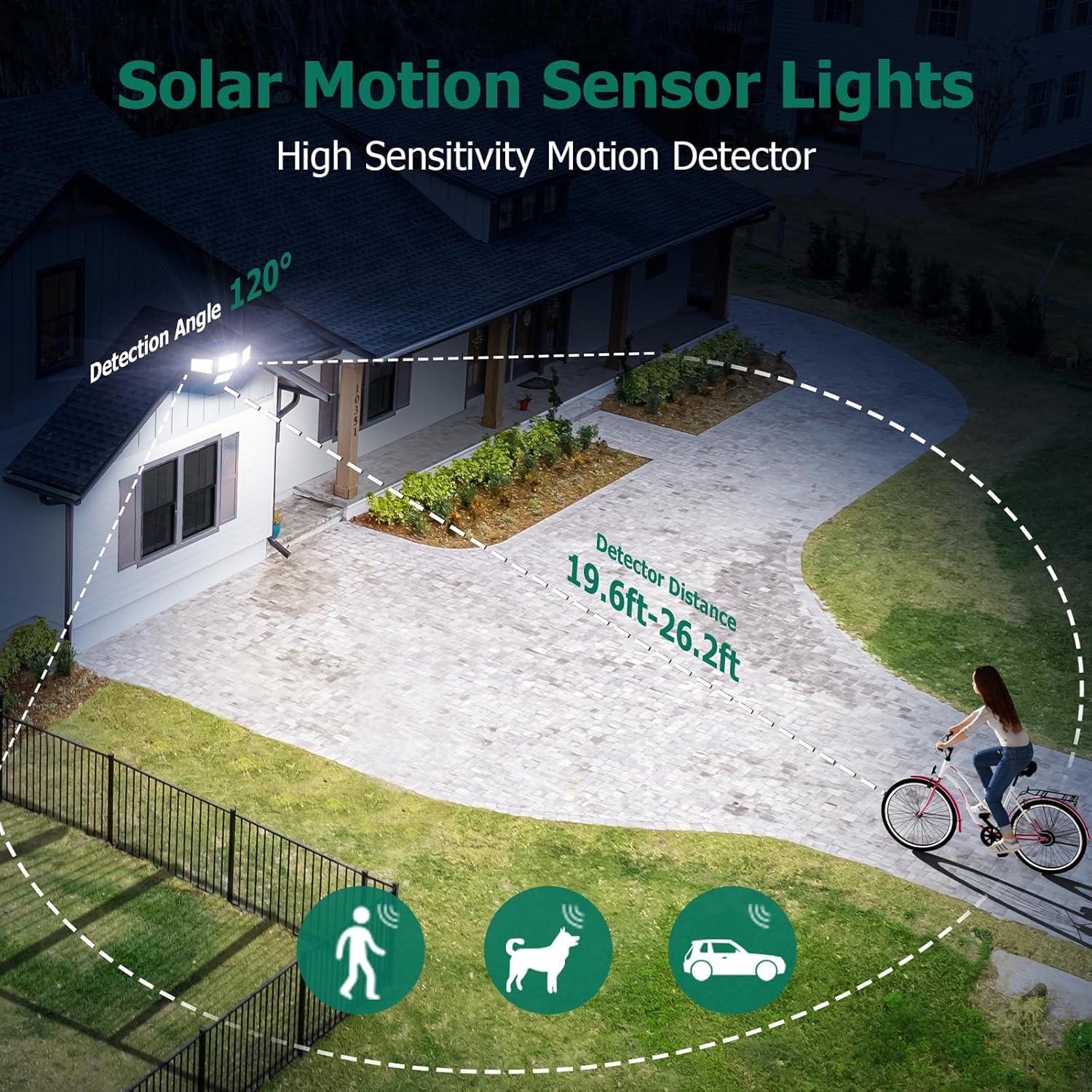 Luces Solares Exteriores 3000LM Omibee, 4 Cabezas Ajustables