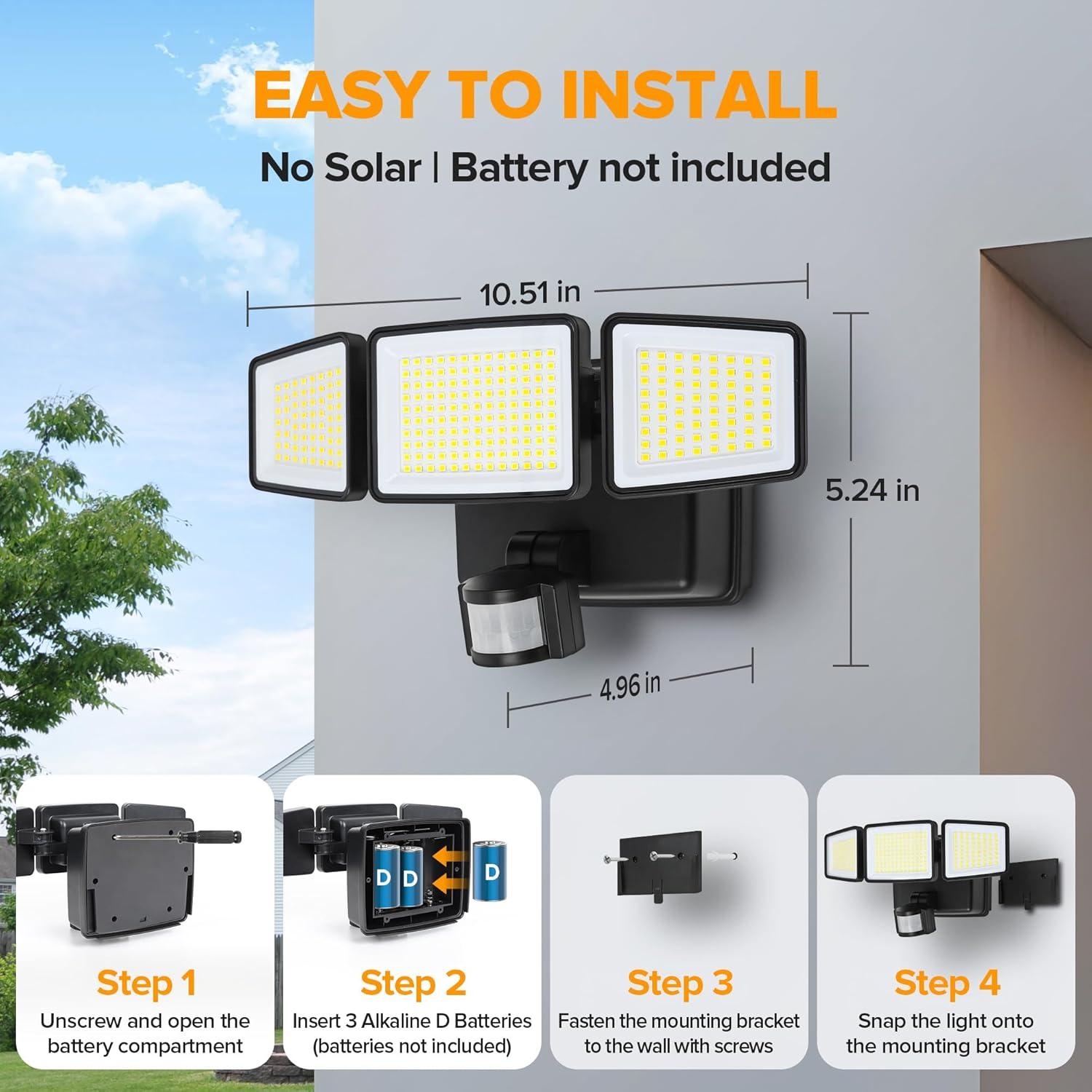 Luz de Sensor de Movimiento UME 302 LED 1800LM IP65 Exterior