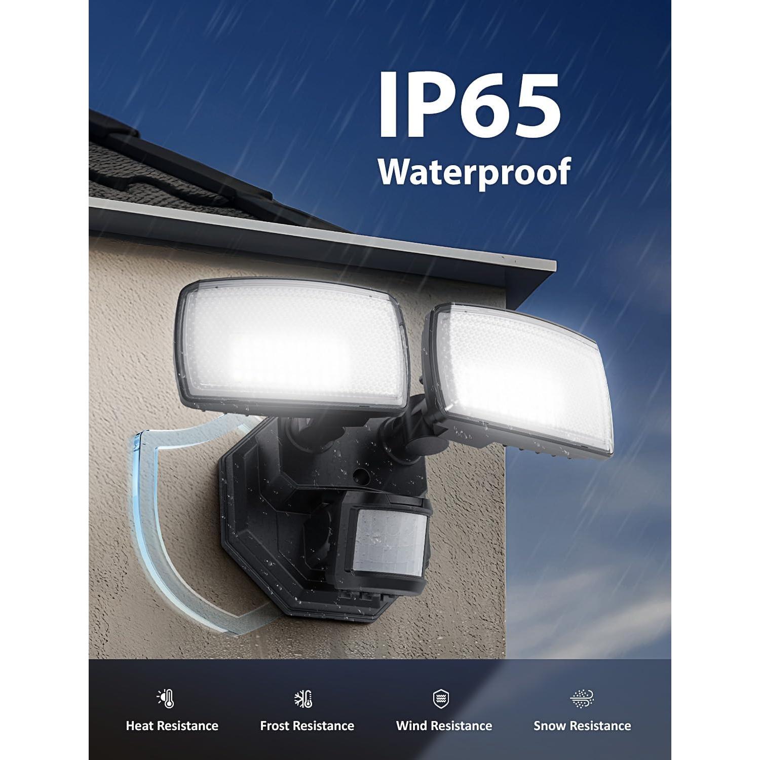 Luces Exteriores LED Onforu 32W Doble Cabeza Sensor Movimiento 3200LM