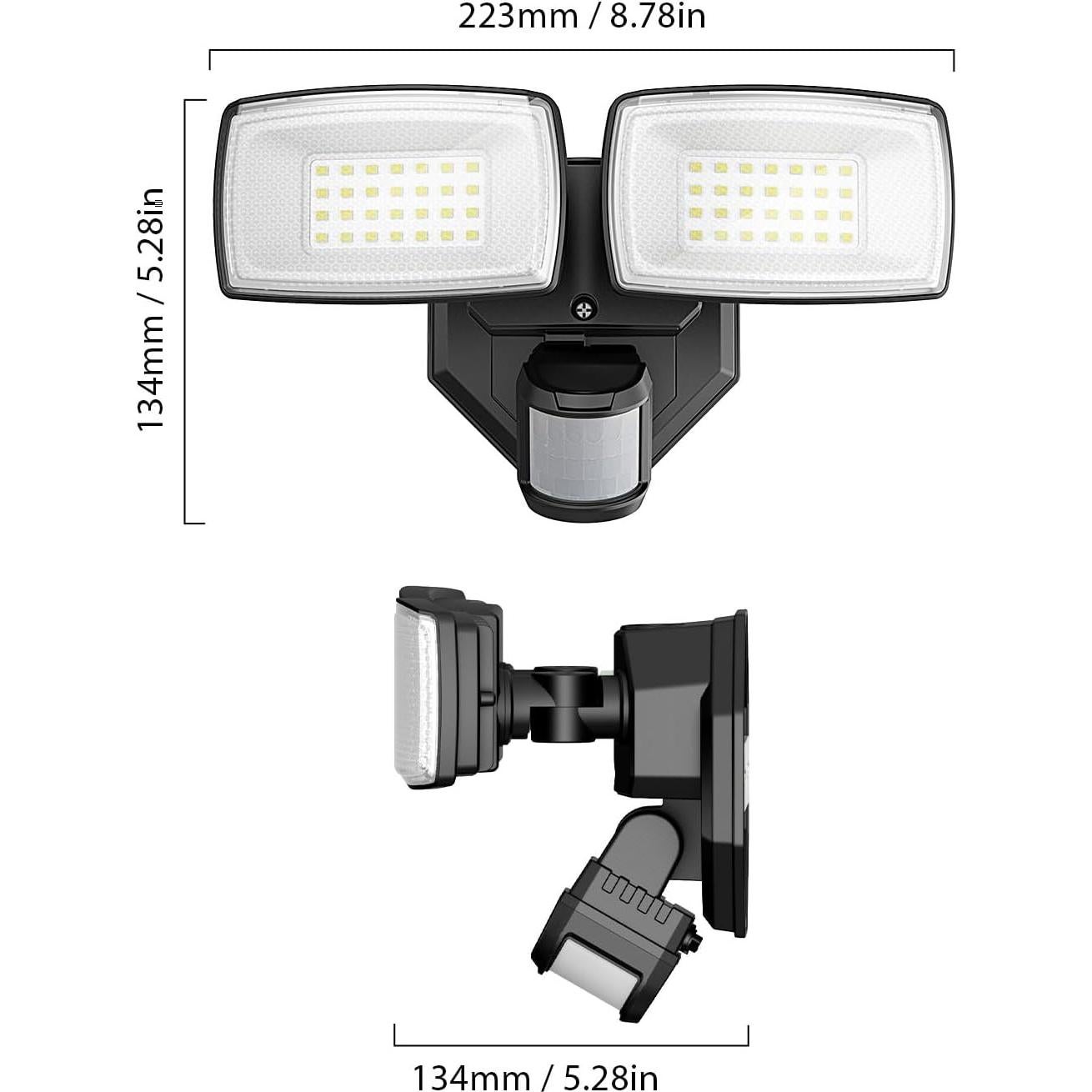 Luces Exteriores LED Onforu 32W Doble Cabeza Sensor Movimiento 3200LM