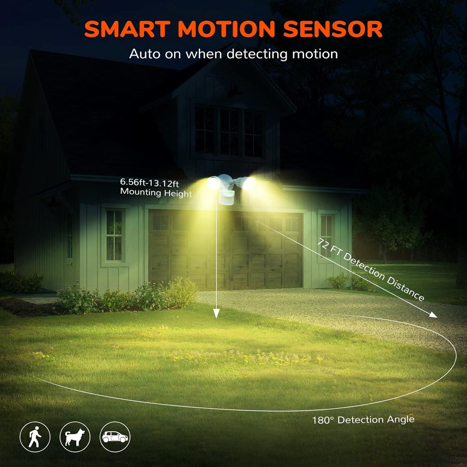 JJC Luz de Seguridad LED Exterior 27.5W 3000LM IP65 Sensor Movimiento