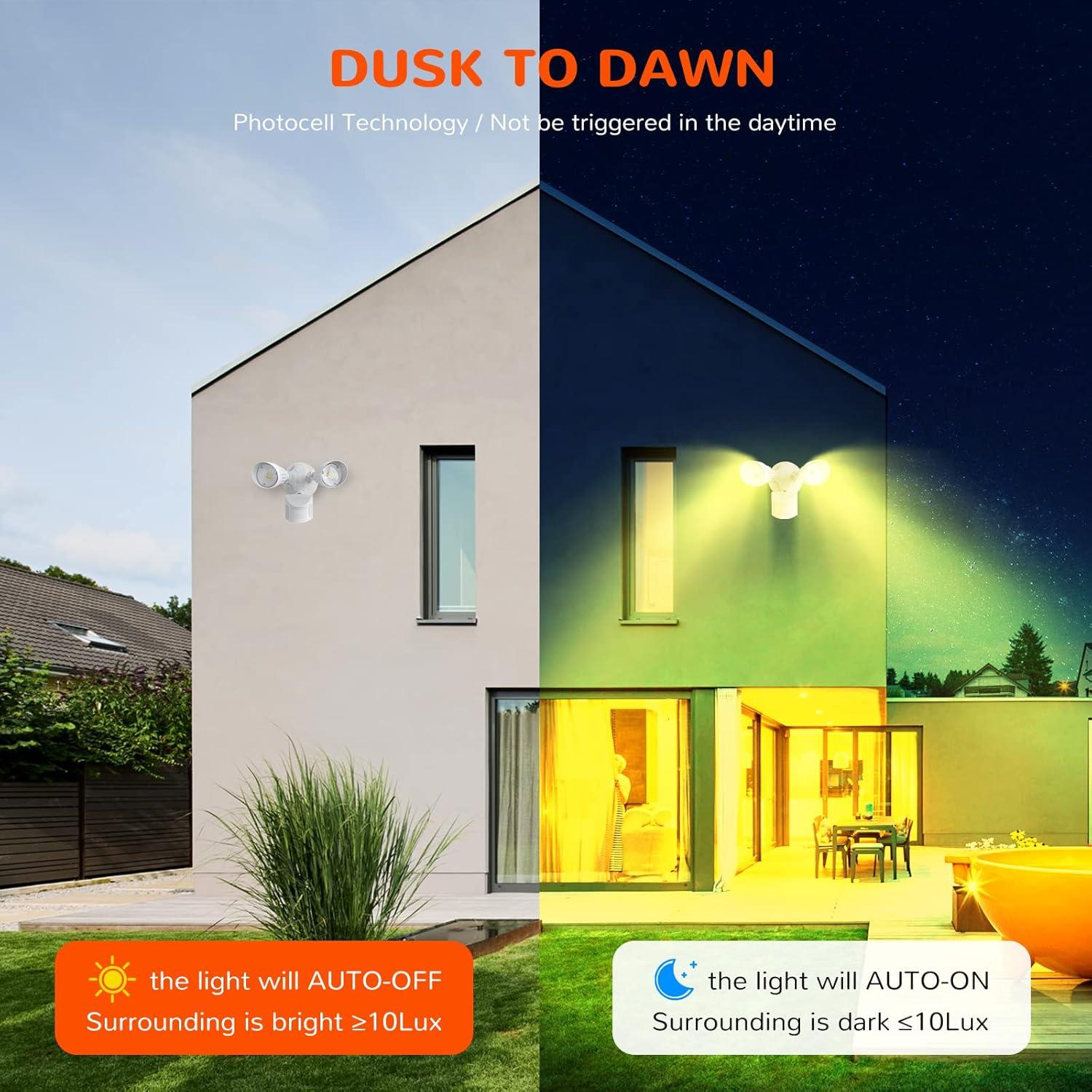 JJC Luz de Seguridad LED Exterior 27.5W 3000LM IP65 Sensor Movimiento