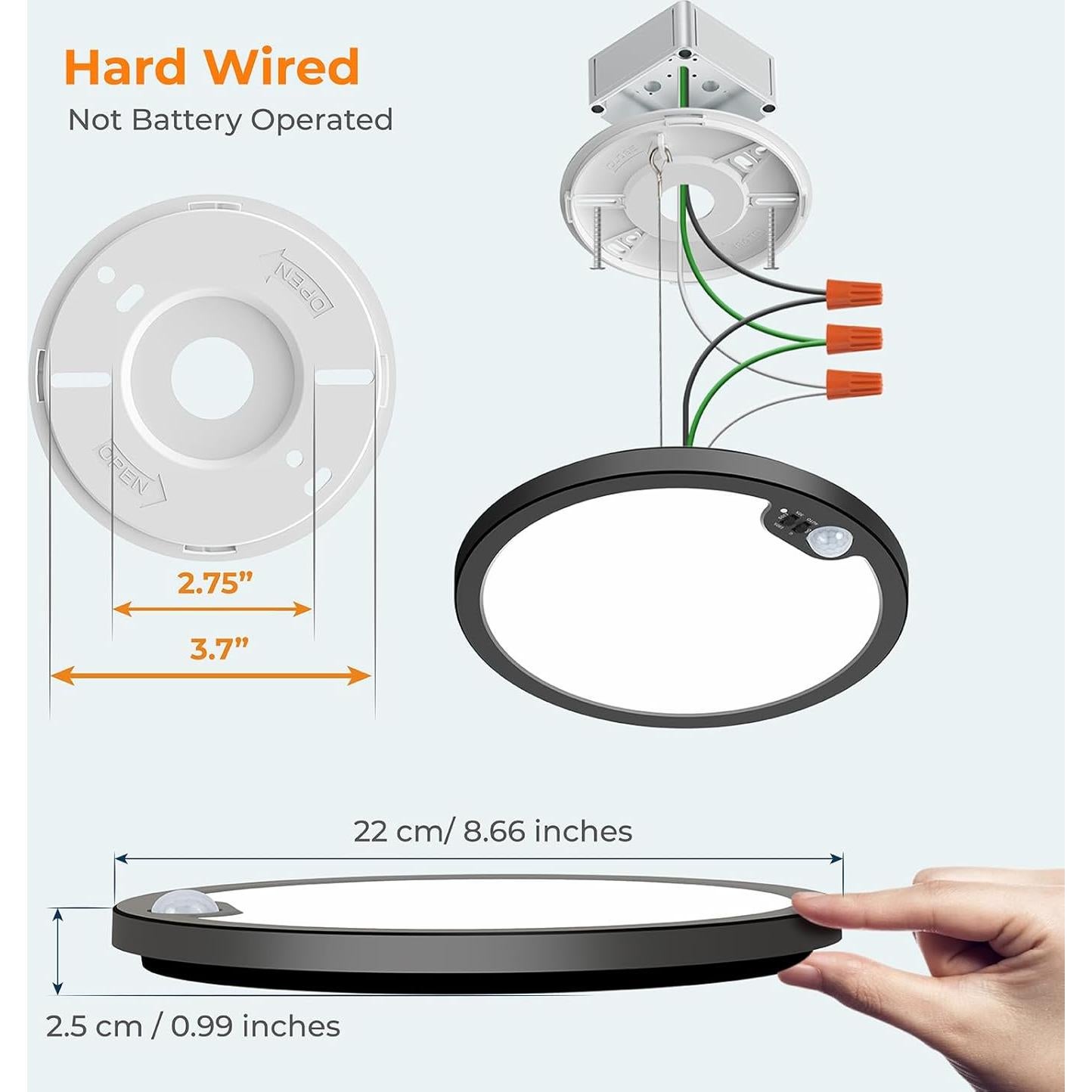Luz de Techo LED con Sensor de Movimiento BLNAN 22 cm 3 Colores