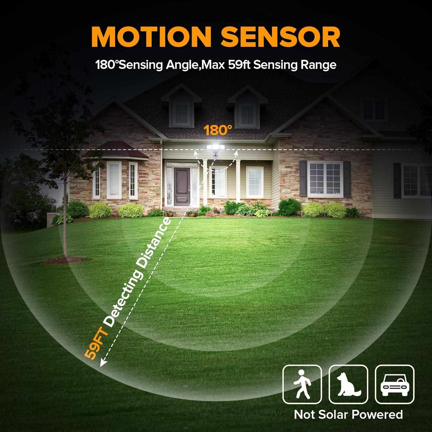 Luz Exterior LED LUTEC 74W 8000 Lúmenes con Sensor IP65