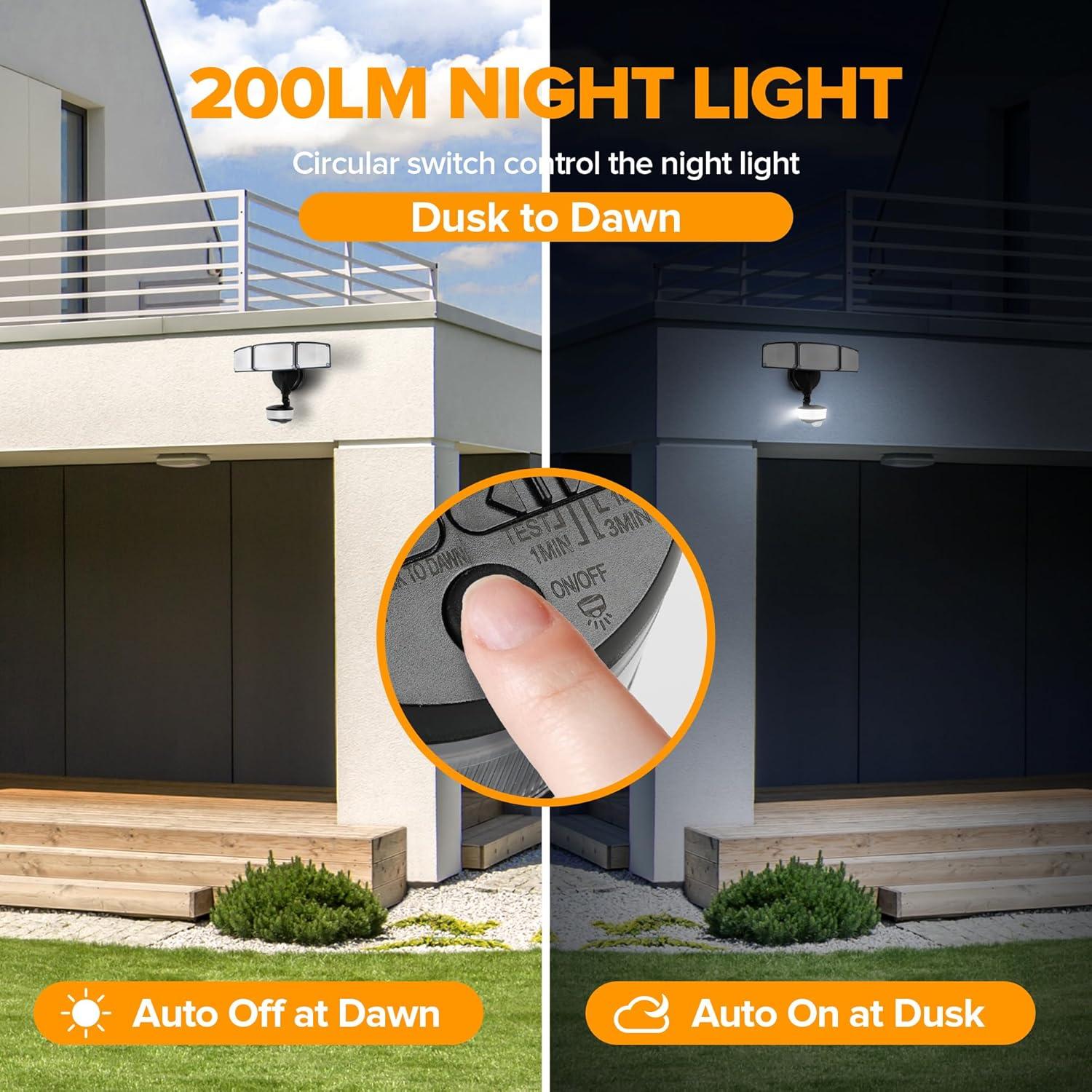 Luz Exterior LED LUTEC 74W 8000 Lúmenes con Sensor IP65