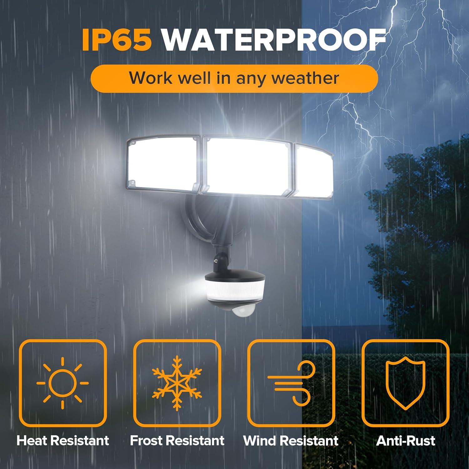 Luz Exterior LED LUTEC 74W 8000 Lúmenes con Sensor IP65