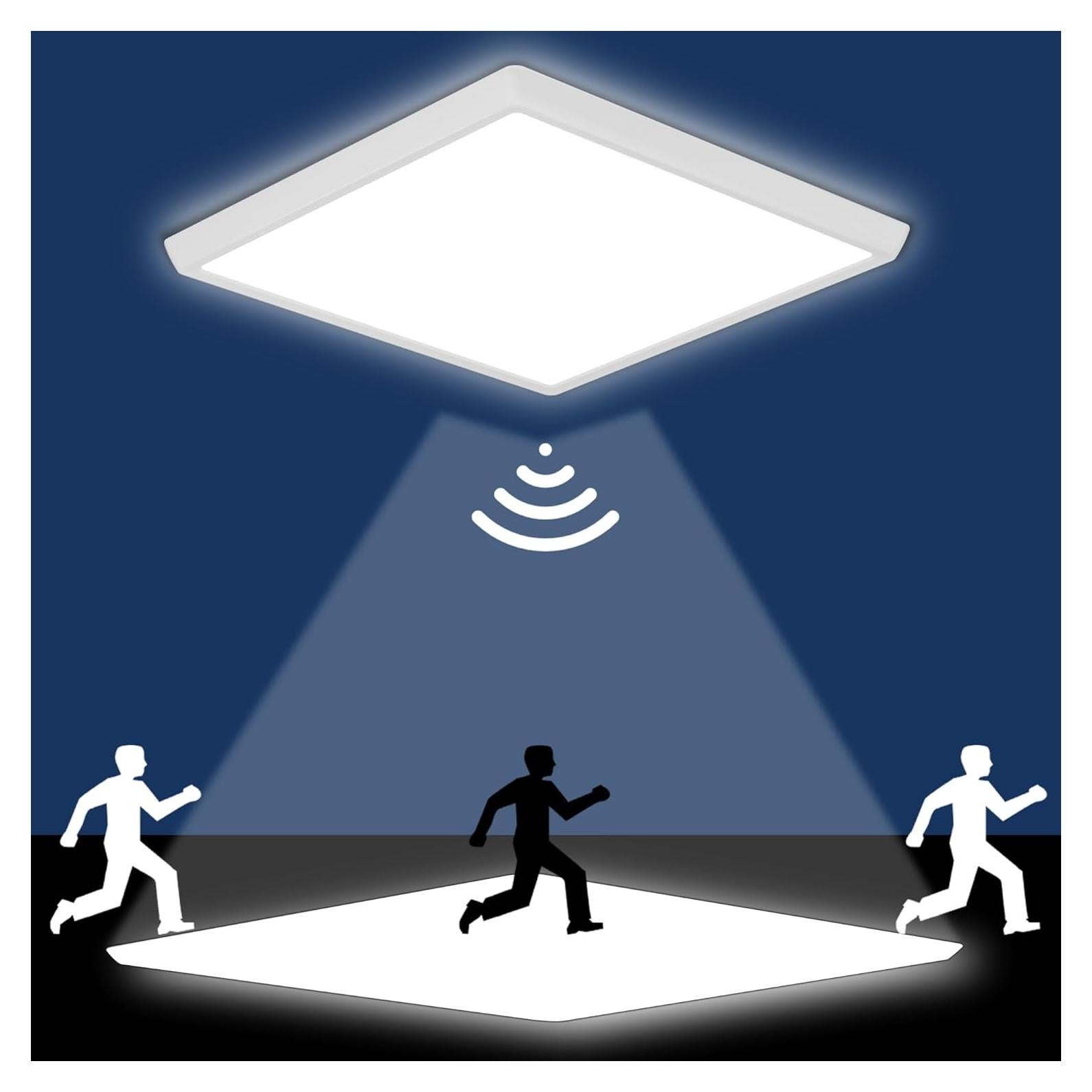 Luz de Techo LED DODOPEN 24W Cuadrada 30cm con Sensor de Movimiento