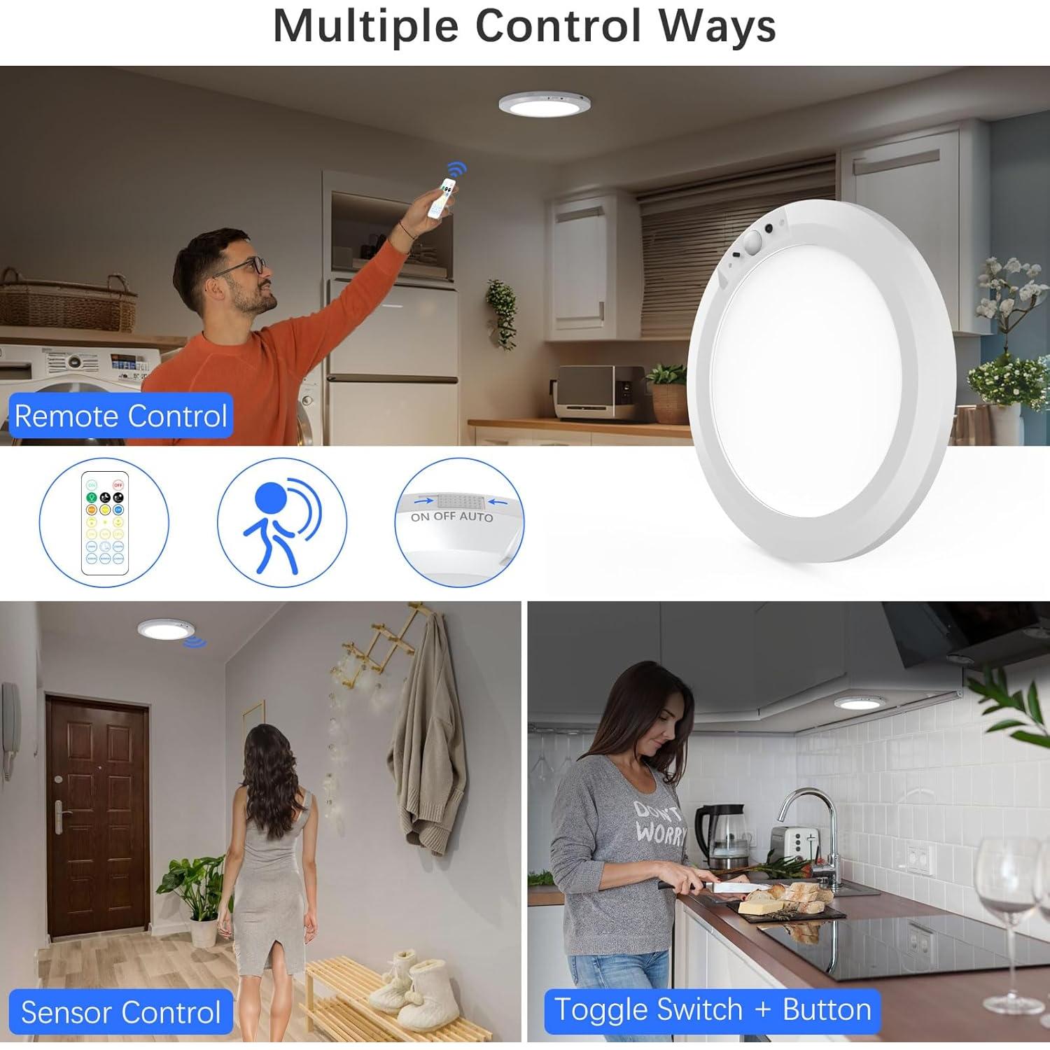 Juego de 2 luces de techo LED Koopala con sensor de movimiento