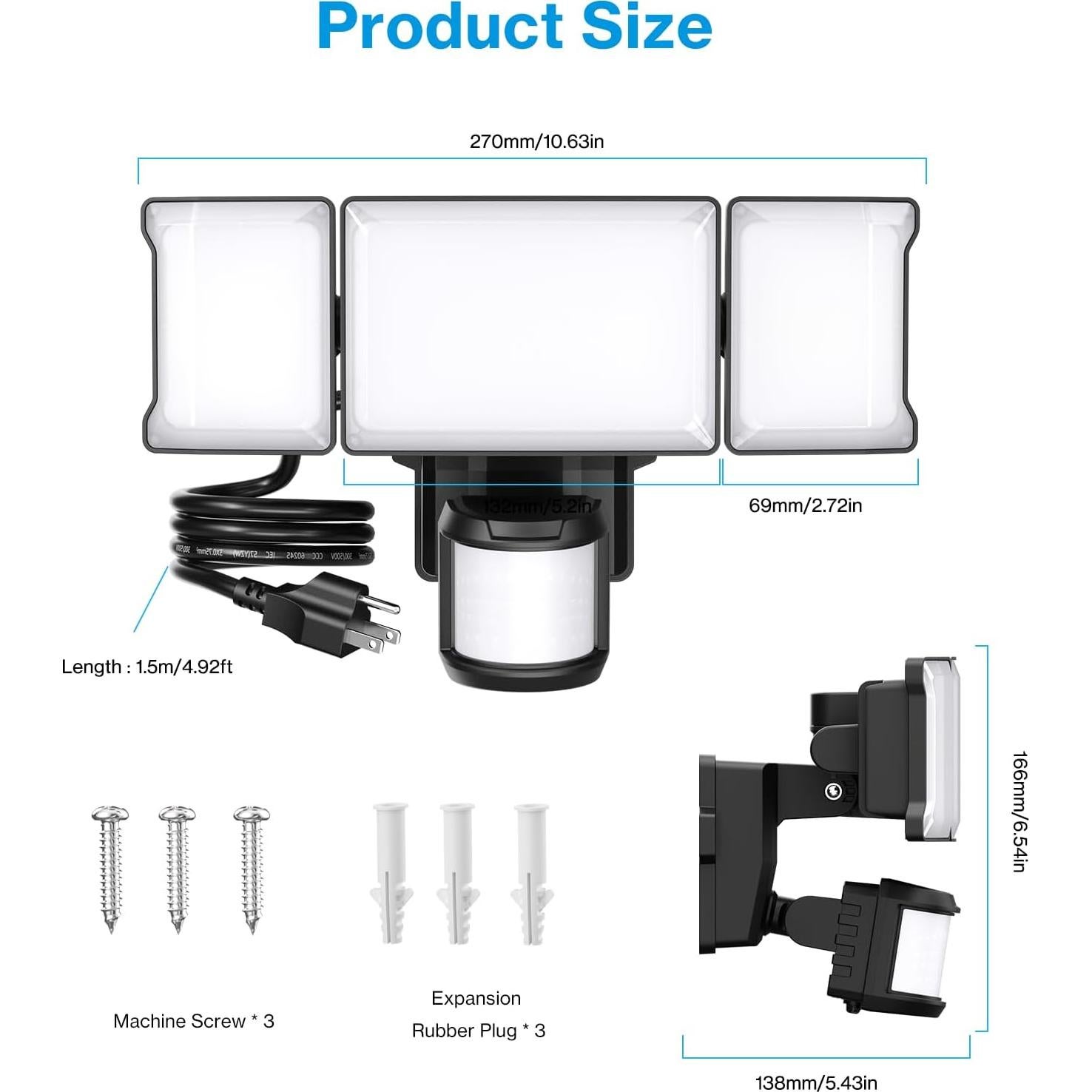 Luz de Inundación LED Olafus 75W con Sensor de Movimiento IP65
