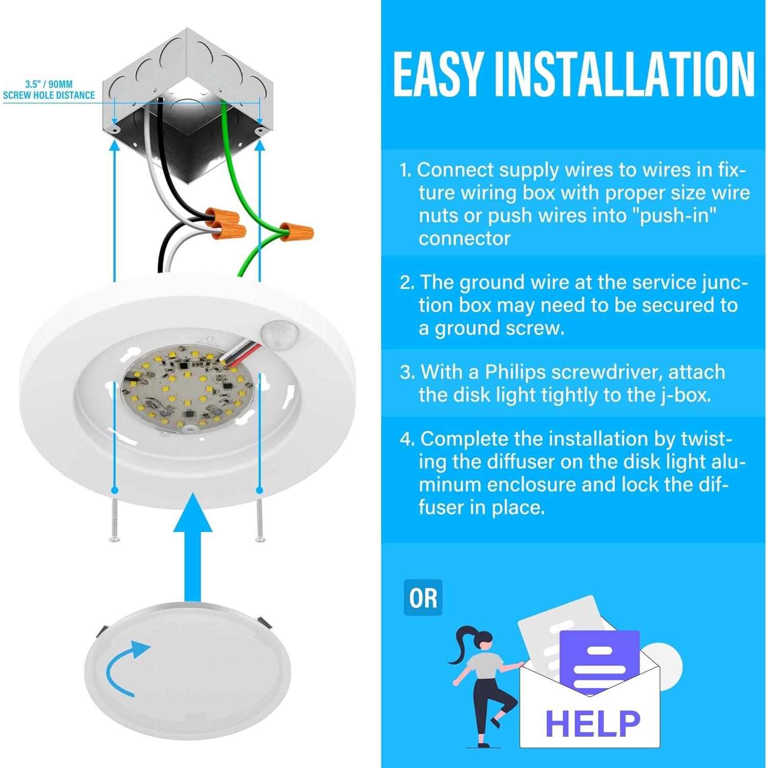 Luz de Techo LED ZAGO 15W con Sensor PIR 1100 Lúmenes
