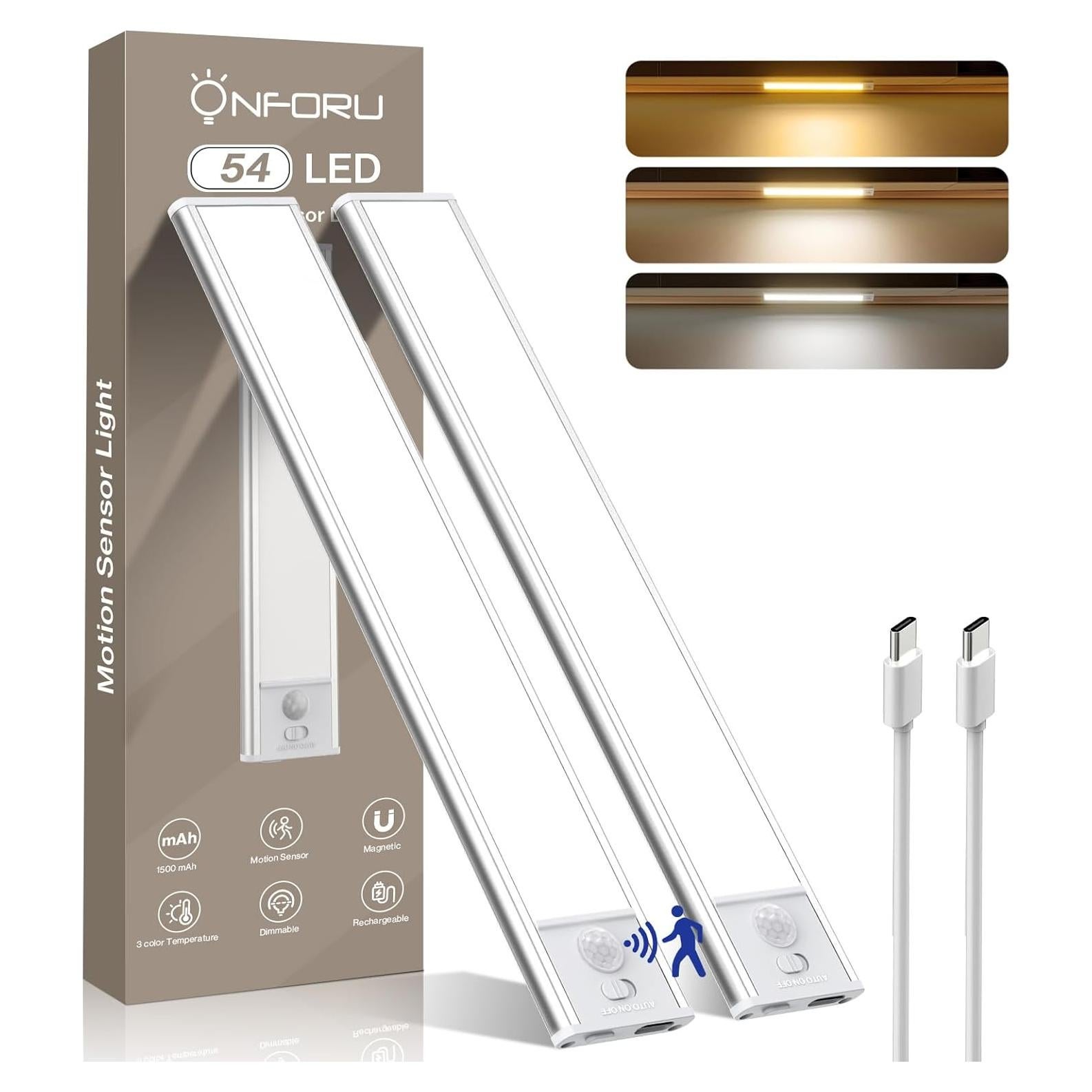 Iluminación Bajo Gabinete Onforu 54 LED 30.48cm Sensor Movimiento