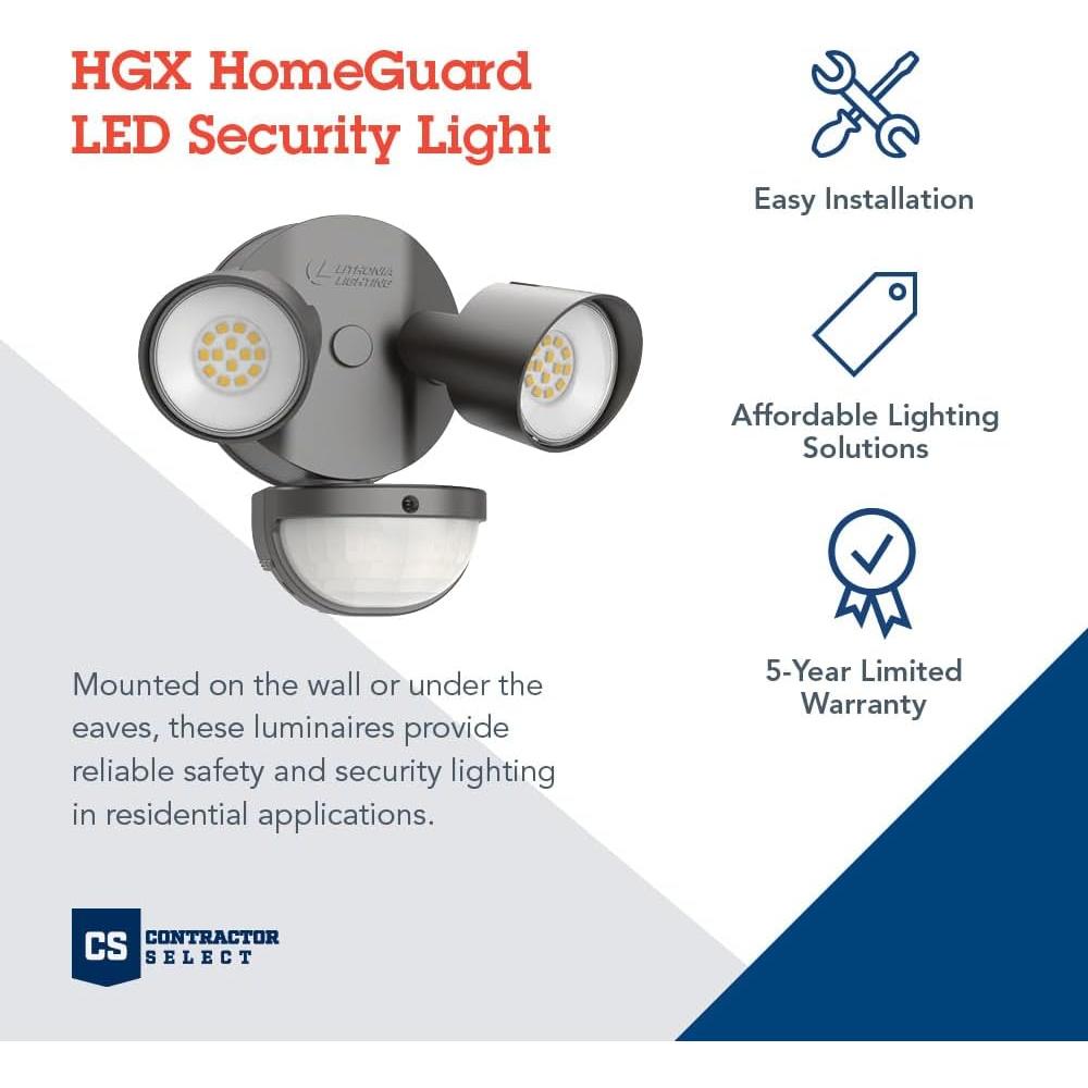 Luz de Inundación LED Lithonia HomeGuard 2-Luz con Sensor 4000K