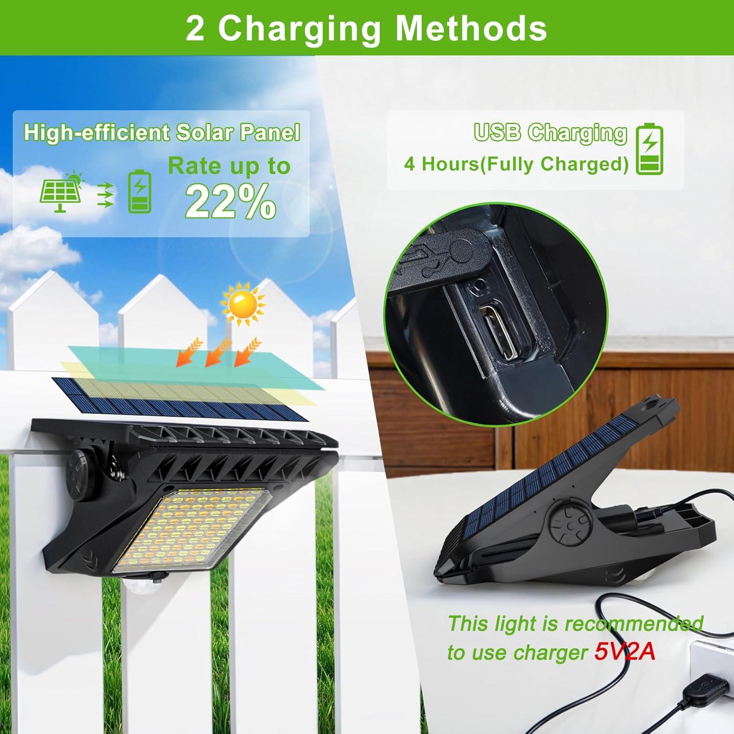 Luces Solares de Movimiento Tryme 118 LEDs con Clip y Sensor